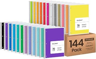 Spiral Notebook 144 Pack of 72 Bright & 72 Pastel Colors, 1 Subject, College Ruled, Notebooks for School - 8 X 10.5 Inch - 70 Sheets (144 Pack)