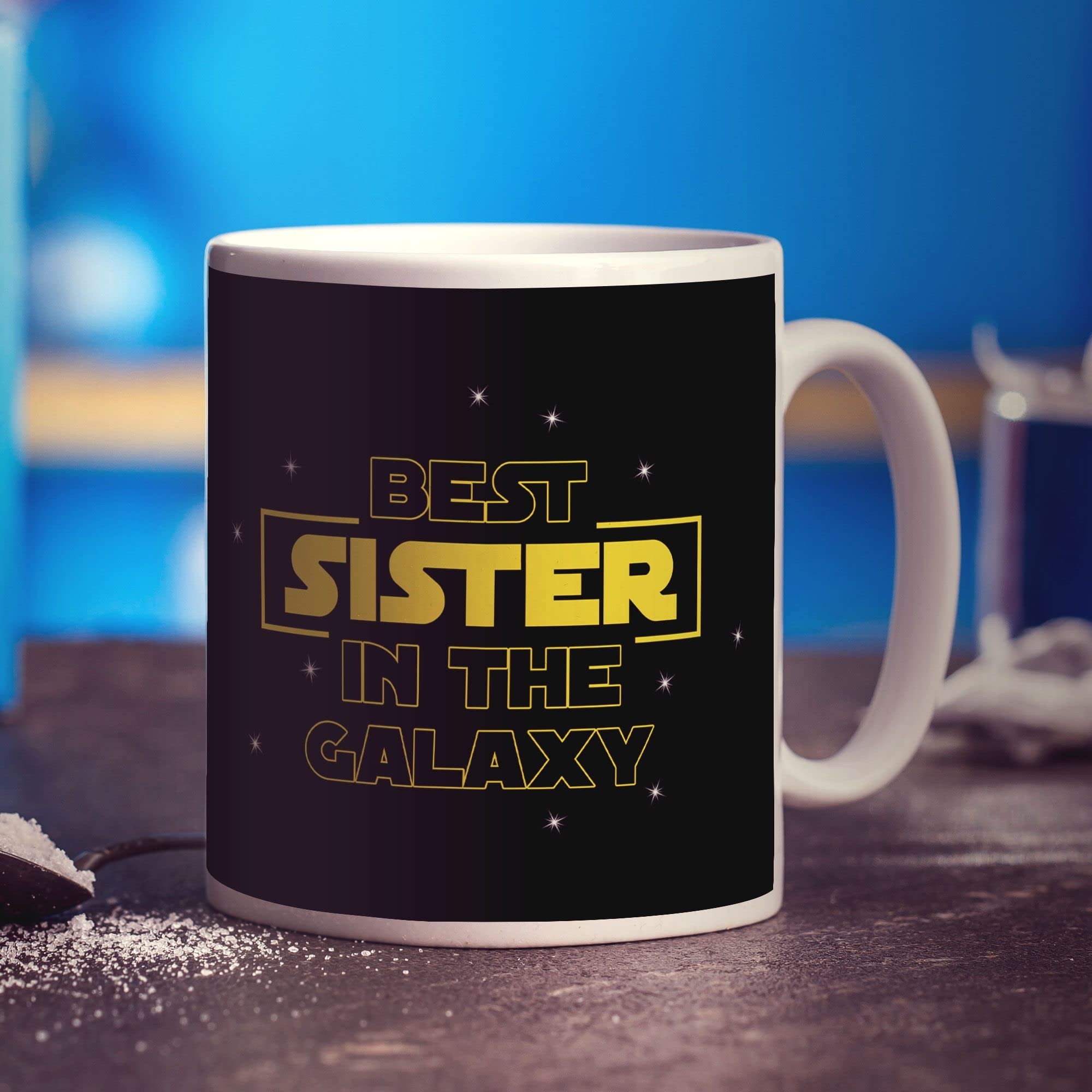 Best Sister in the Galaxy Mug - Fun Present for Birthday, for Sister from Brother, Sister, Sibling - 11oz Ceramic Cup