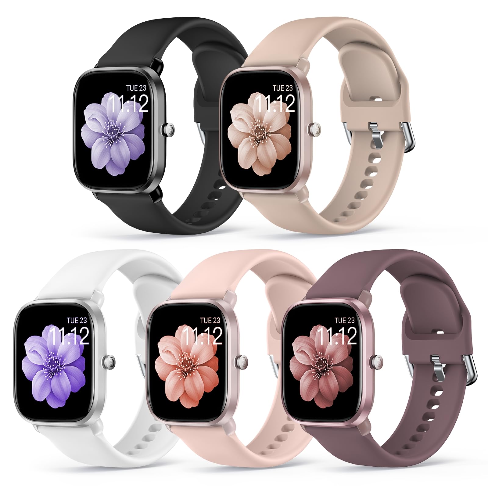 Higgs 5 Pezzi Cinturino Morbido 20mm Compatibile con Amazfit GTS 4 2 Mini/GTS 2 2e 3 4 42mm/Amazfit Bip U pro/Bip S/Bip S Lite/Bip Lite Donna e Uomo, Cinturini Sportivo Silicone,Bianca