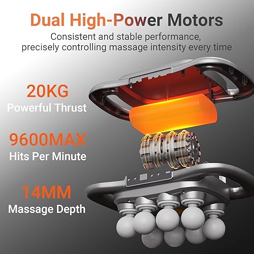 Miniatura 3 de Pistola de masaje de 16 cabezas de tejido profundo  Masajeador muscular eléctrico portátil 2025, alivio del dolor para cuello, espalda, hombros,