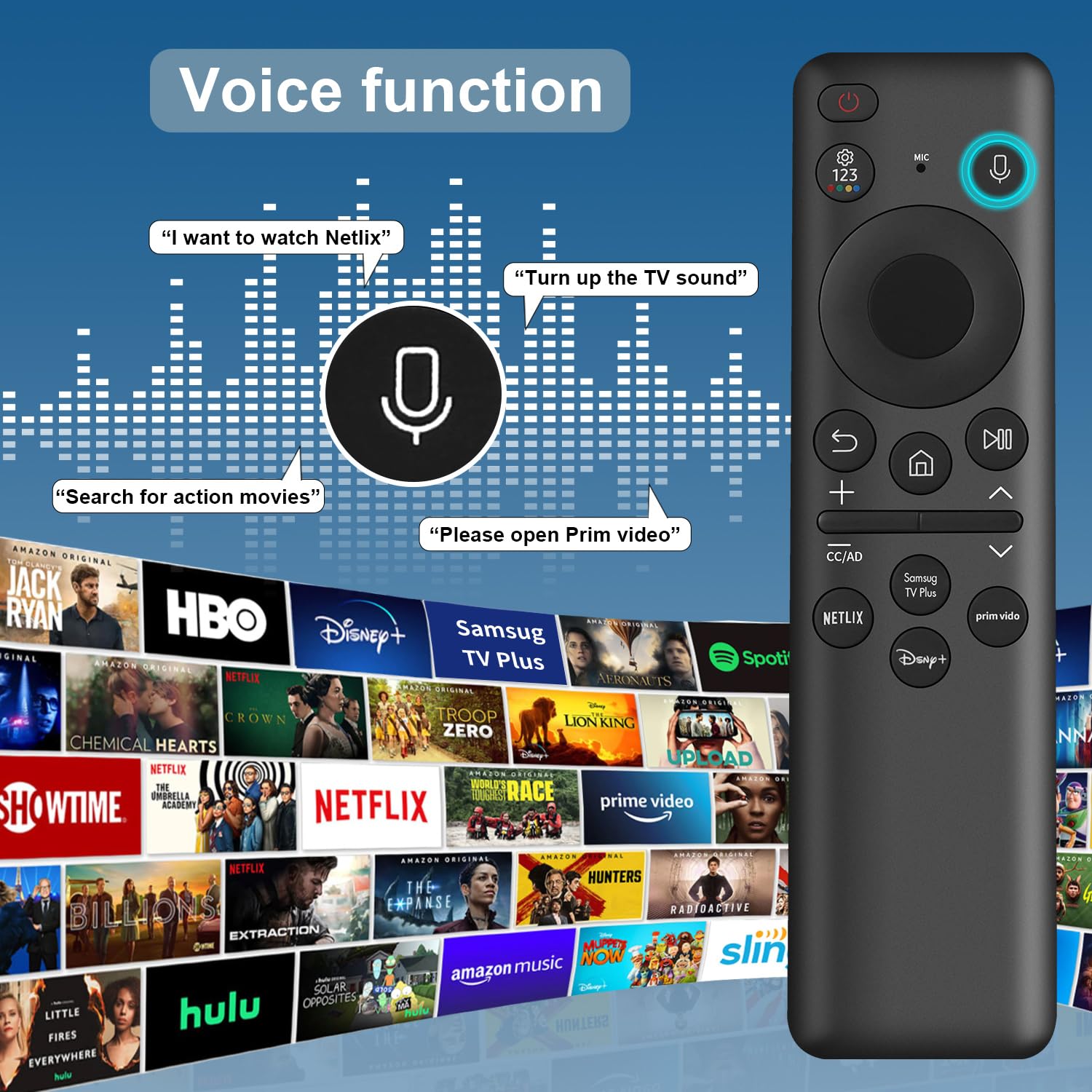 Telecomando vocale ricaricabile per telecomando Samsung Smart TV, BN59-01432A Telecomando di ricambio per Samsung OLED Neo QLED Crystal UHD Frame Solar 4K 8K Smart TV VG-TM2360E