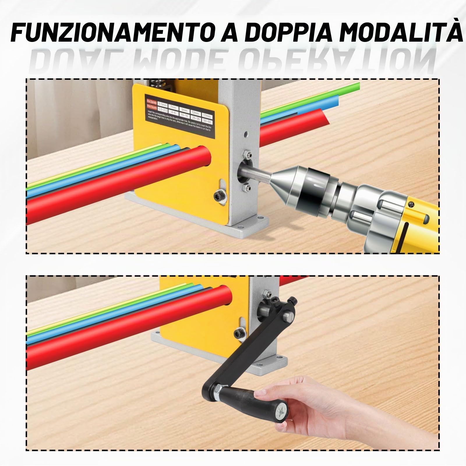 Macchina spelafili con 1 lama di ricambio e guanti neri, strumento spelafili elettrico per fili di rame/alluminio