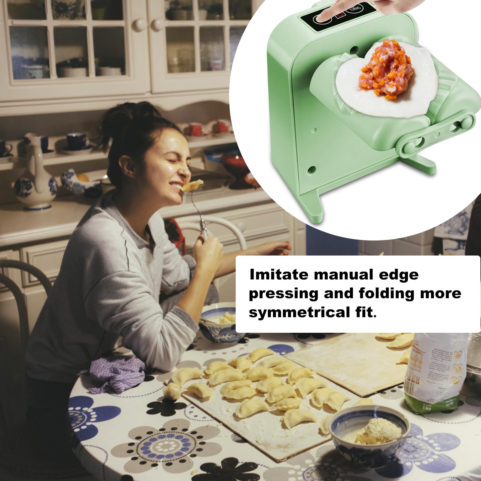 Leikurvo Máquina automática de albóndigas, juego de pasta con cepillo, cuchara y cortador, cuchillas de acero inoxidable, alimentado por USB