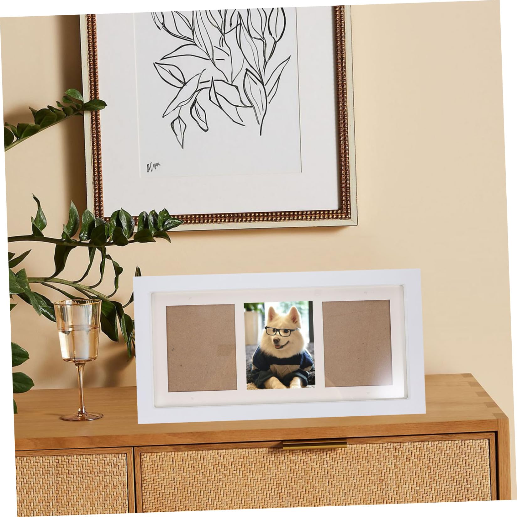 ERINGOGO Marco de Fotos para Recién Nacido 3 Cuadrículas Blanco, Marco de Mano de Barro para Huellas, Decoración para Dormitorio Ñiño, Portafotos Seguro y Resistente