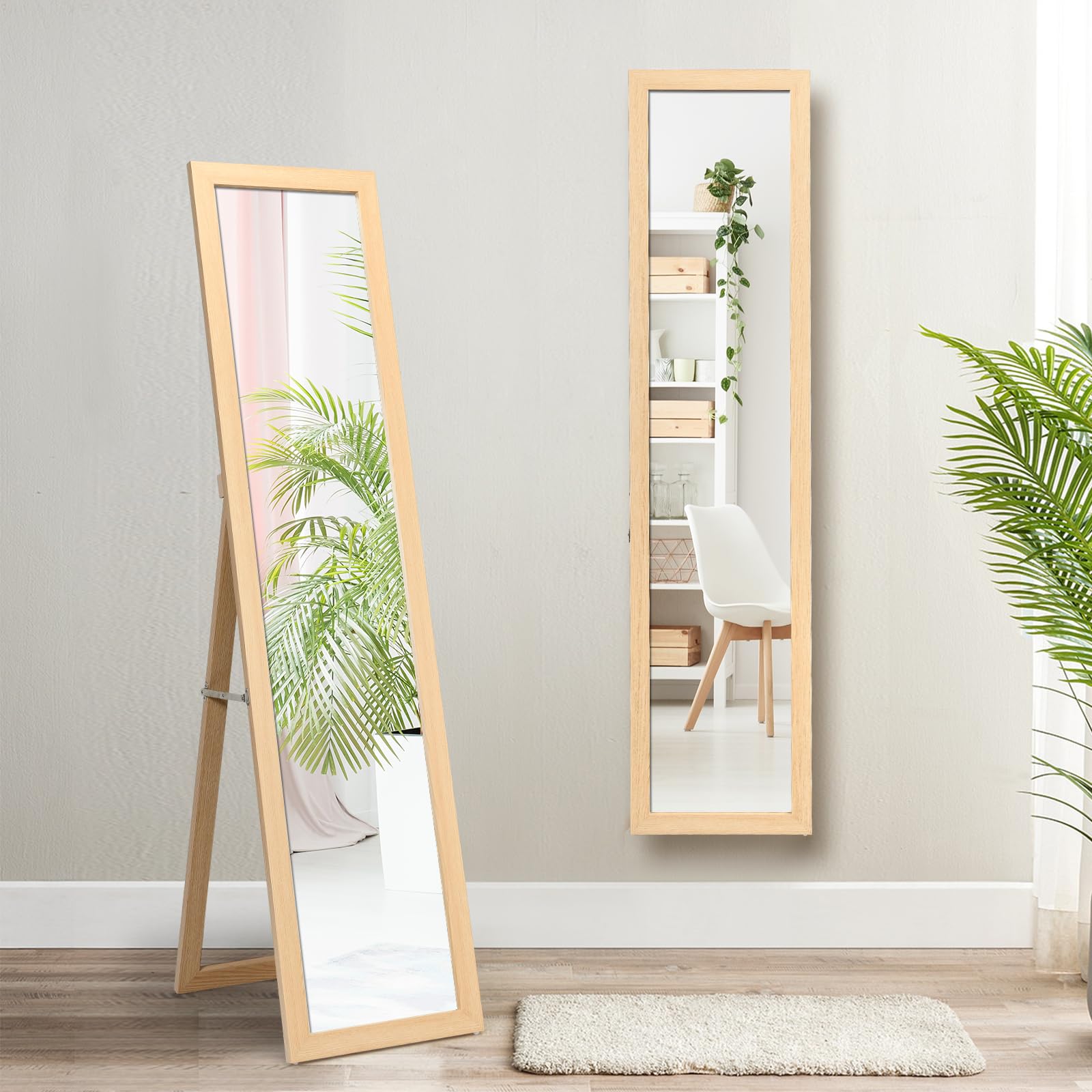 HOMCOM Specchio Da Terra Ad Arco Moderno, 50x170 Cm Specchio Da Parete E Autoportante A Figura Intera Con Cornice In Lega Di Alluminio E Supporto, Per Camera Da Letto, Soggiorno E Ingresso