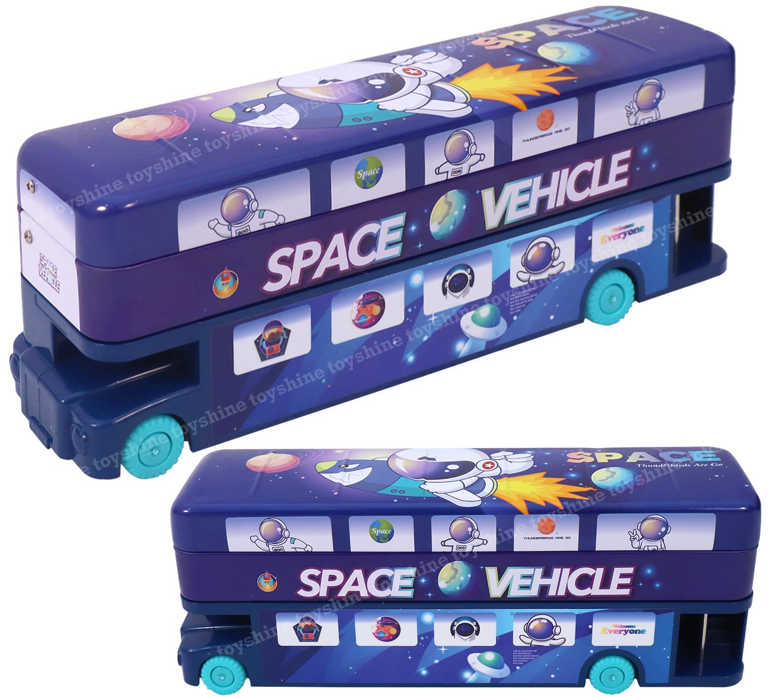 Toyshine Double Decker London Bus Matal Pencil Box With Moving Tyres And Sharpner For Kids - Space - Metal, Blue (B0B7N7KV9B) Amazon Price History, Amazon Price Tracker