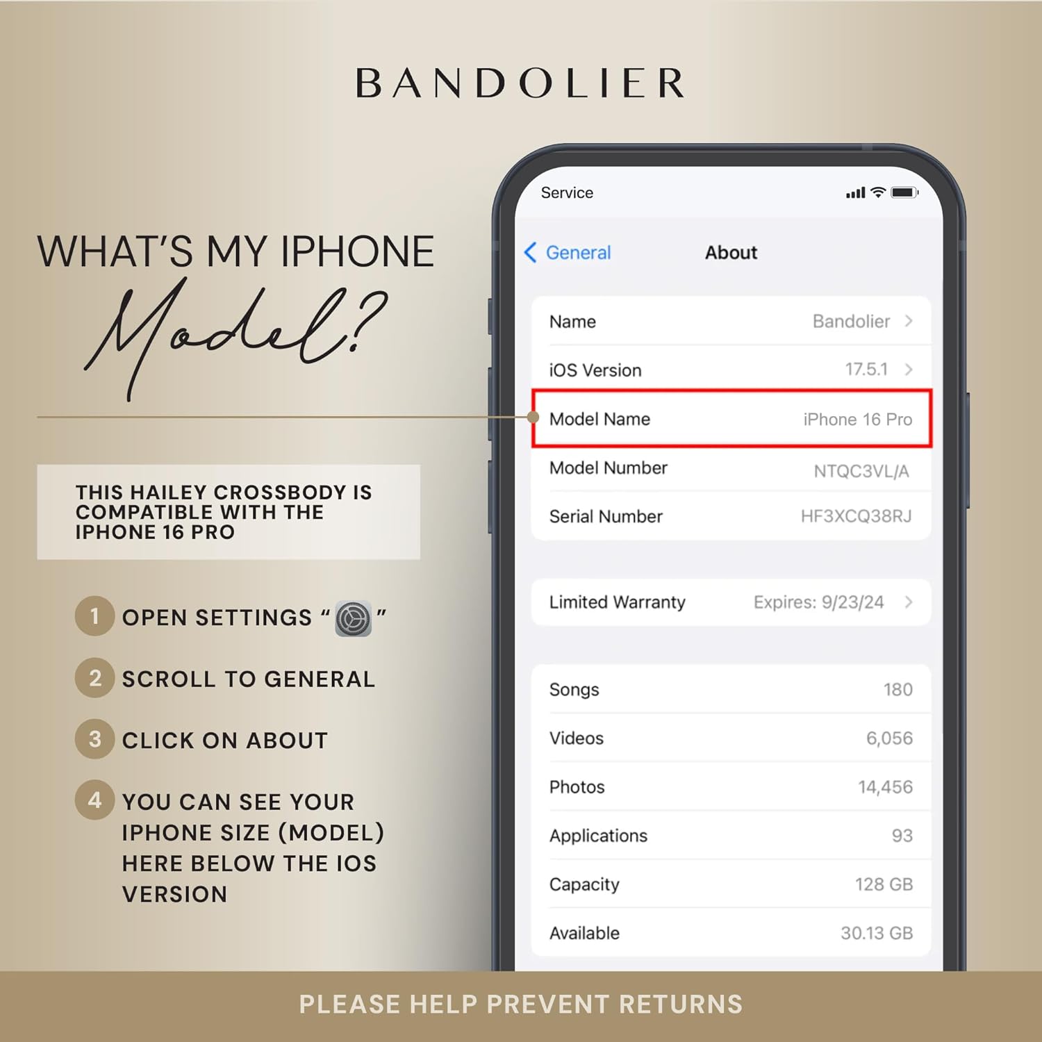 Bandolier Hailey Crossbody Wallet Phone Case for iPhone 16 Pro. 100% Genuine Pebble Leather with Gold Hardware. Adjustable & Removable Strap. Expandable Flip Card Holder. Black with Gold - Image 3
