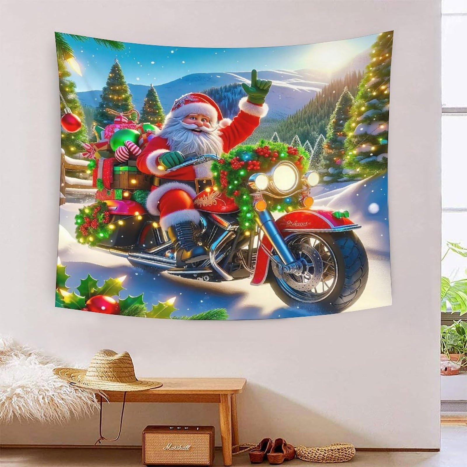 Tenture 3D Père Noël pour habiller un grand mur de dortoir ou de chambre - 7