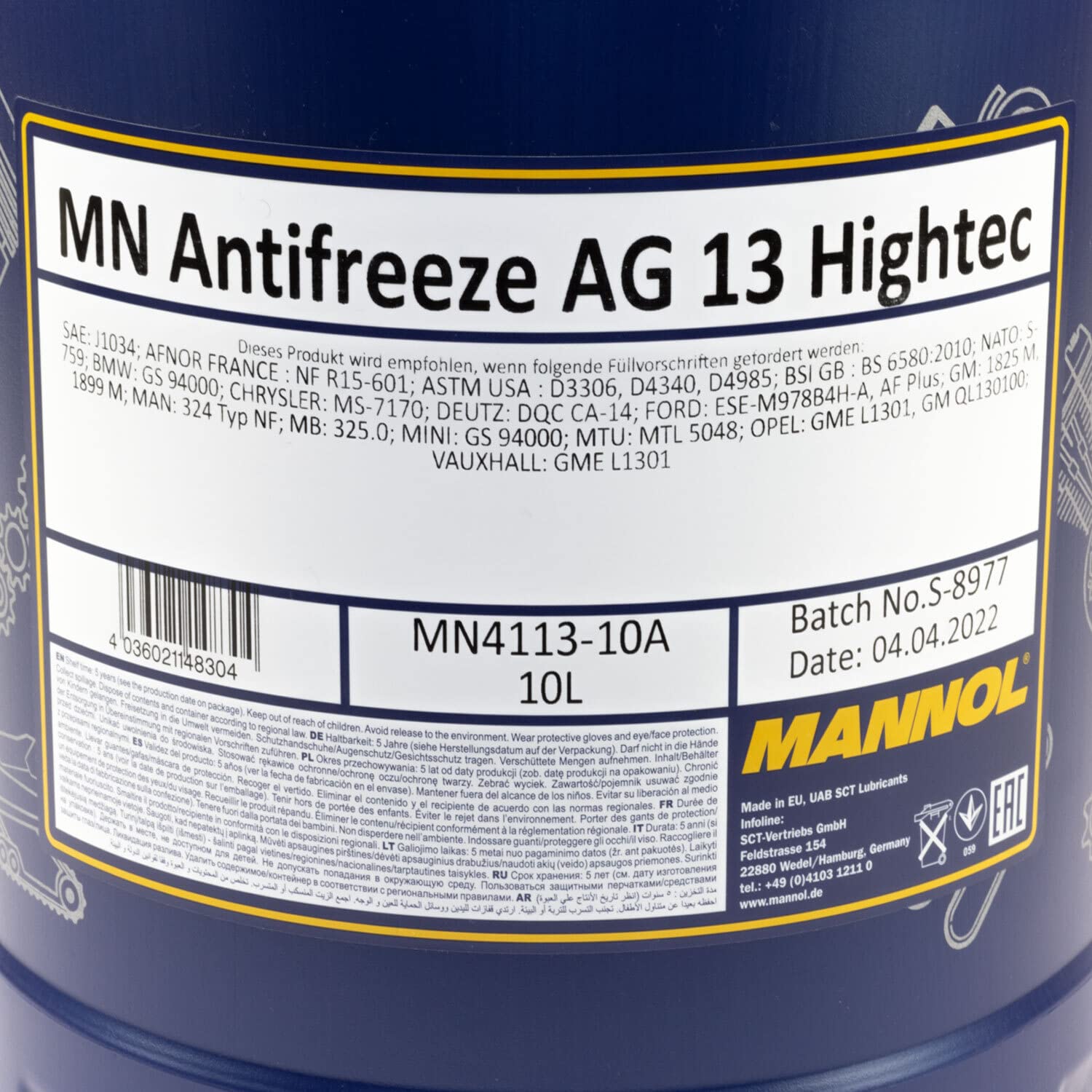 Kühlerfrostschutz Konzentrat MANNOL AG13-40°C 10 Liter grün inkl. Ausgießer