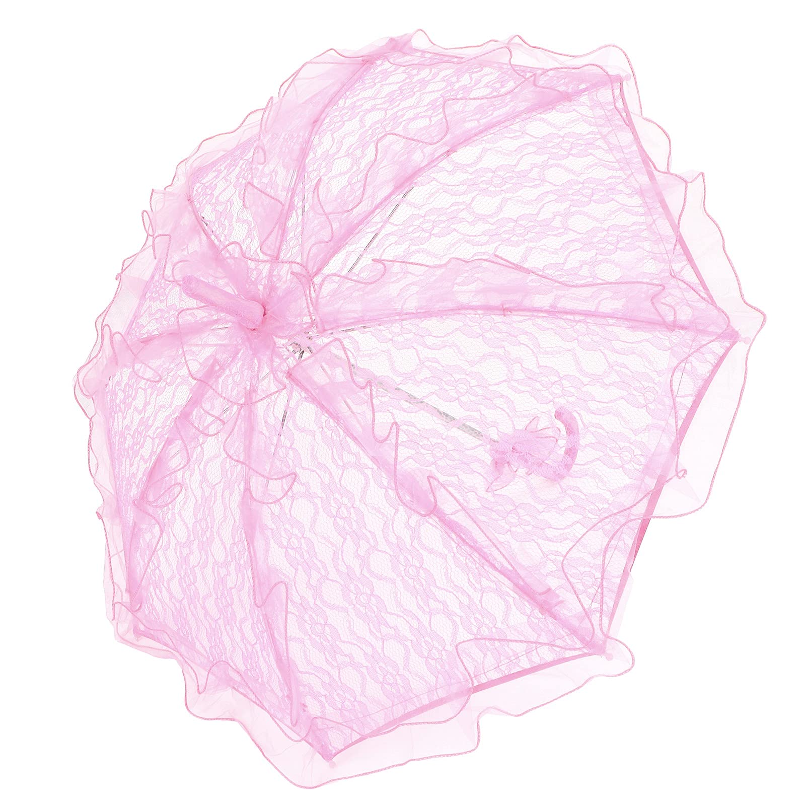 Różowy Parasol na Wesele Wykwintny Koronkowy Parasol Składany, Rekwizyt do Występów, Różowy Dekoracyjny Odpowiedni na Wesela i fotografię.