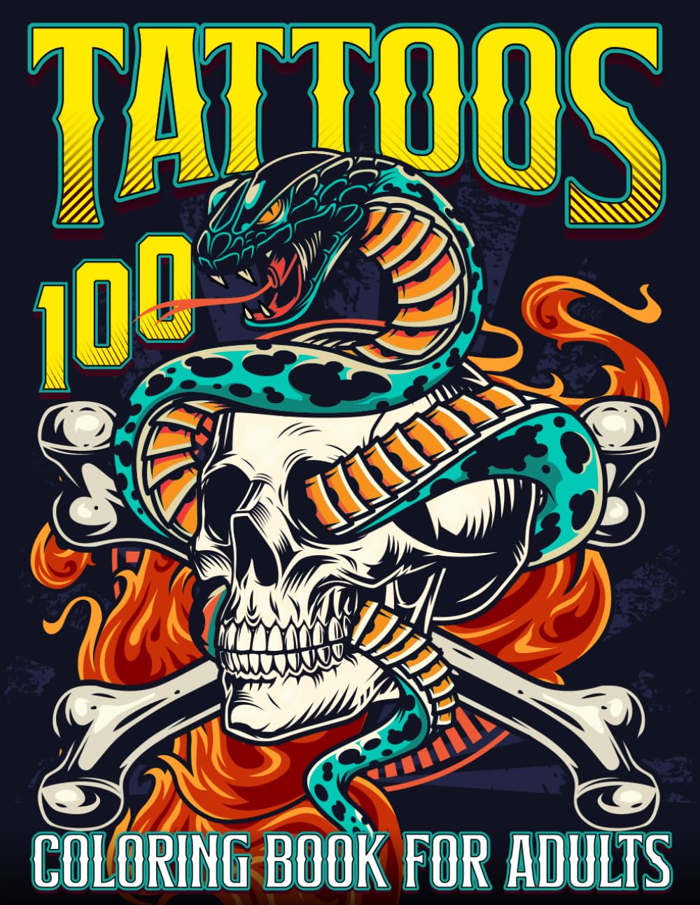 100 Tattoos Coloring Book for Adults: Tattoo Coloring Book for Adults and Teens, Beautiful Designs for Stress Relief, Relaxation and Creativity: With ... skulls, animals, flowers, fantasy, and more