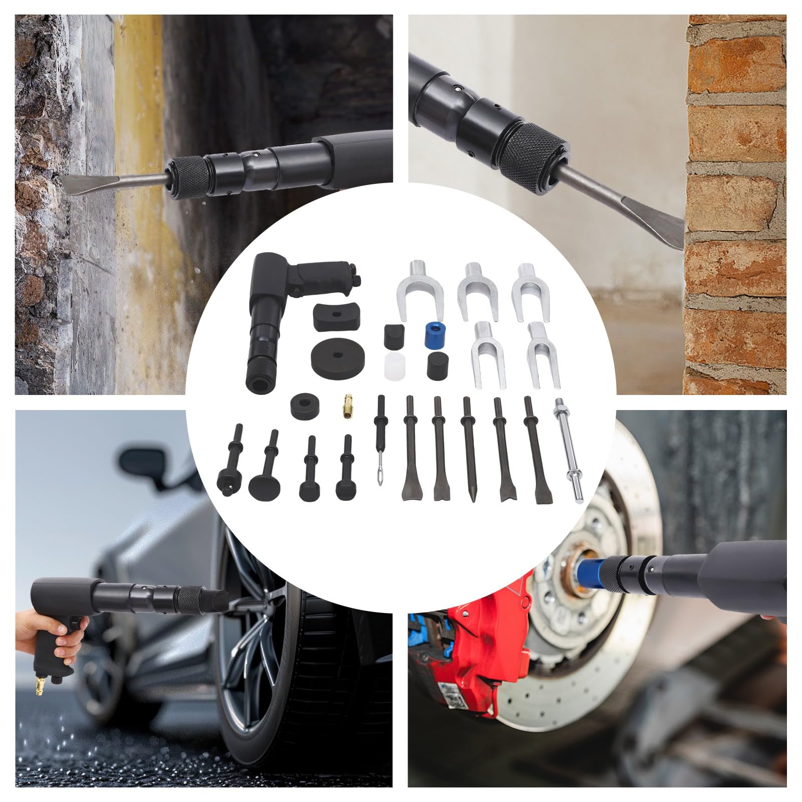 Druckluftmeißel Druckluft Hammer Air Hammer Presslufthammer Meißelhammer Druckluft Werkzeug Druckluftwerkzeug Set mit Koffer 9 kg für Auto Reparatur Karosserie Ausbau