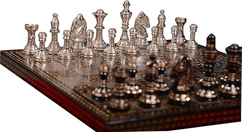 Miniatura 3 de Juego de ajedrez coleccionable de latón macizo de lujo de alta calidad para adultos, piezas de juego de mesa de 14 x 14 pulgadas, juego de plata y