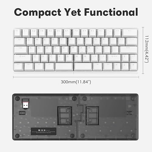 Miniatura 6 de Teclado mecánico inalámbrico ergonómico dividido, táctil, intercambiable en caliente, diseño compacto del 60%, programable para Mac y Windows,
