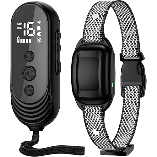 Dog Training Collar with Remote, IPX7 Waterproof Rechargeable Dog Shock Collar with Security Lock, 8-27 inch Adjustable Collar Length Dogs, 3 Training Modes, Beep, Vibration, Shock.