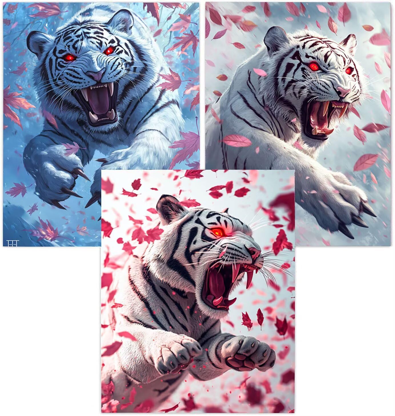 Cnyaunfi 3 Pezzi Animali Pittura Diamante Fai-Da-Te 5D Blu Diamond Painting Kit Completo per Hobby Creativi Adulti, Pittura Diamante Artigianale Per La Decorazione Della Parete Di Casa 60x80cm YF-3369