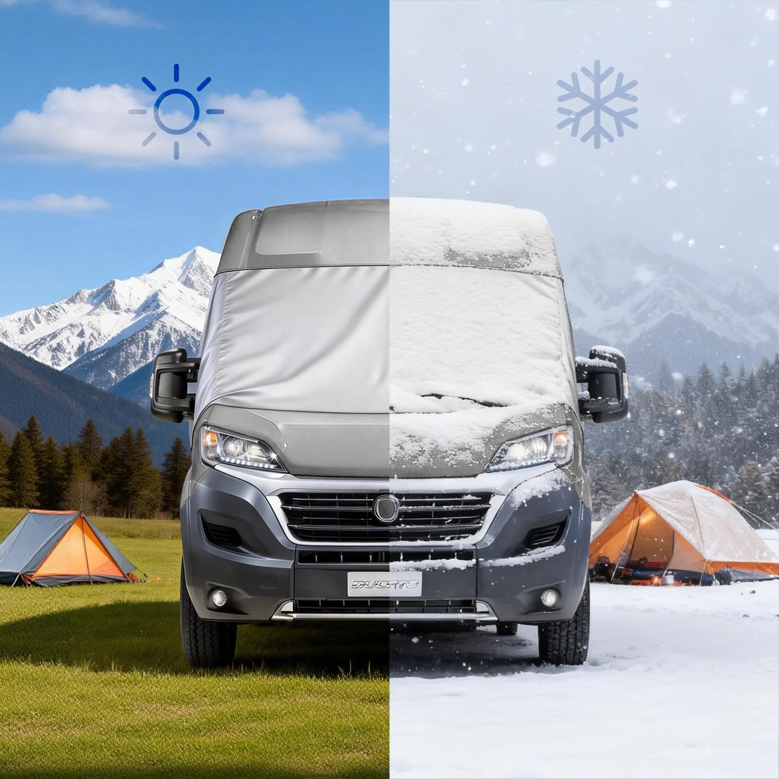 Wohnmobil Thermoschutz Abdeckung, Leder Frontscheibenabdeckung, Wasserdicht & Kalt Staub Schutz Sonnenschutz, Scheibenabdeckung für FI-AT Du-cato, Jum-per, BO-xer 2006–2025