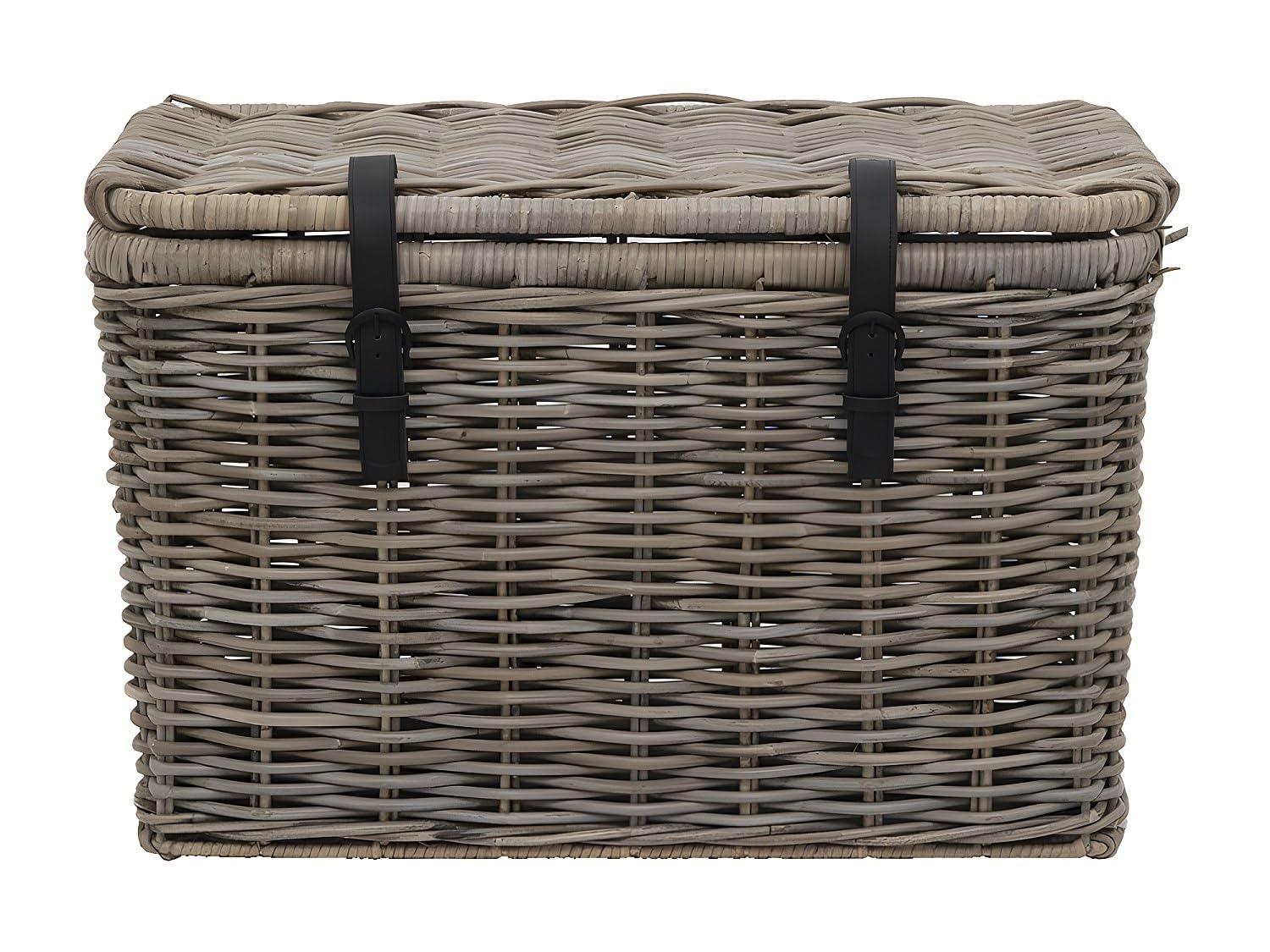Vente-unique - Lot de 2 malles en kubu NEFTA - L80 x P45 x H55 cm et L70 x P35 x H45 cm - Gris naturel
