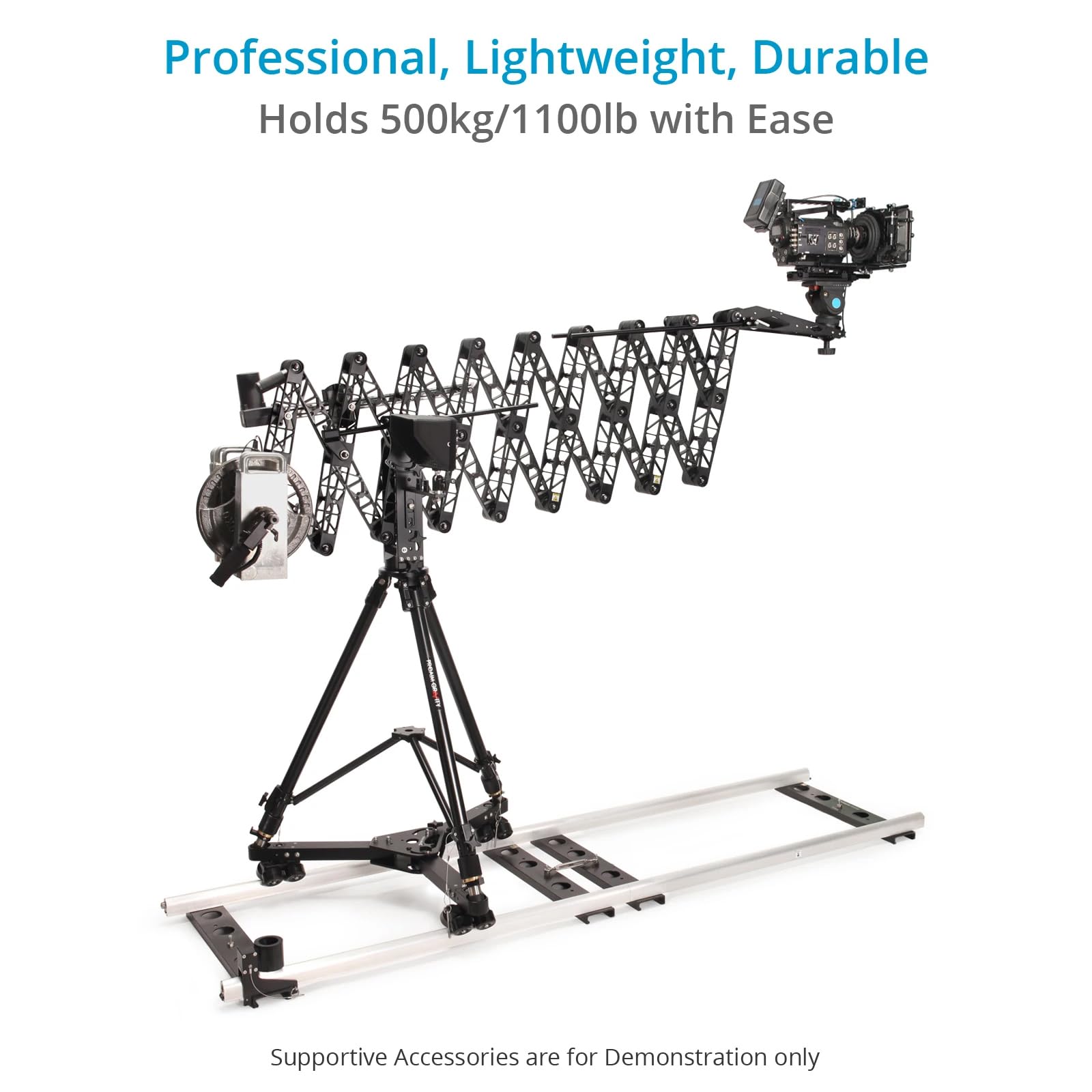 PROAIM Anchor Aluminium-Stativ-Dolly für Jibs & Kräne, 500 kg | CNC-Aluminium-Dolly mit 6" PU-Rädern & Bremsen; klappbar für Transport, passt durch Standardtüren