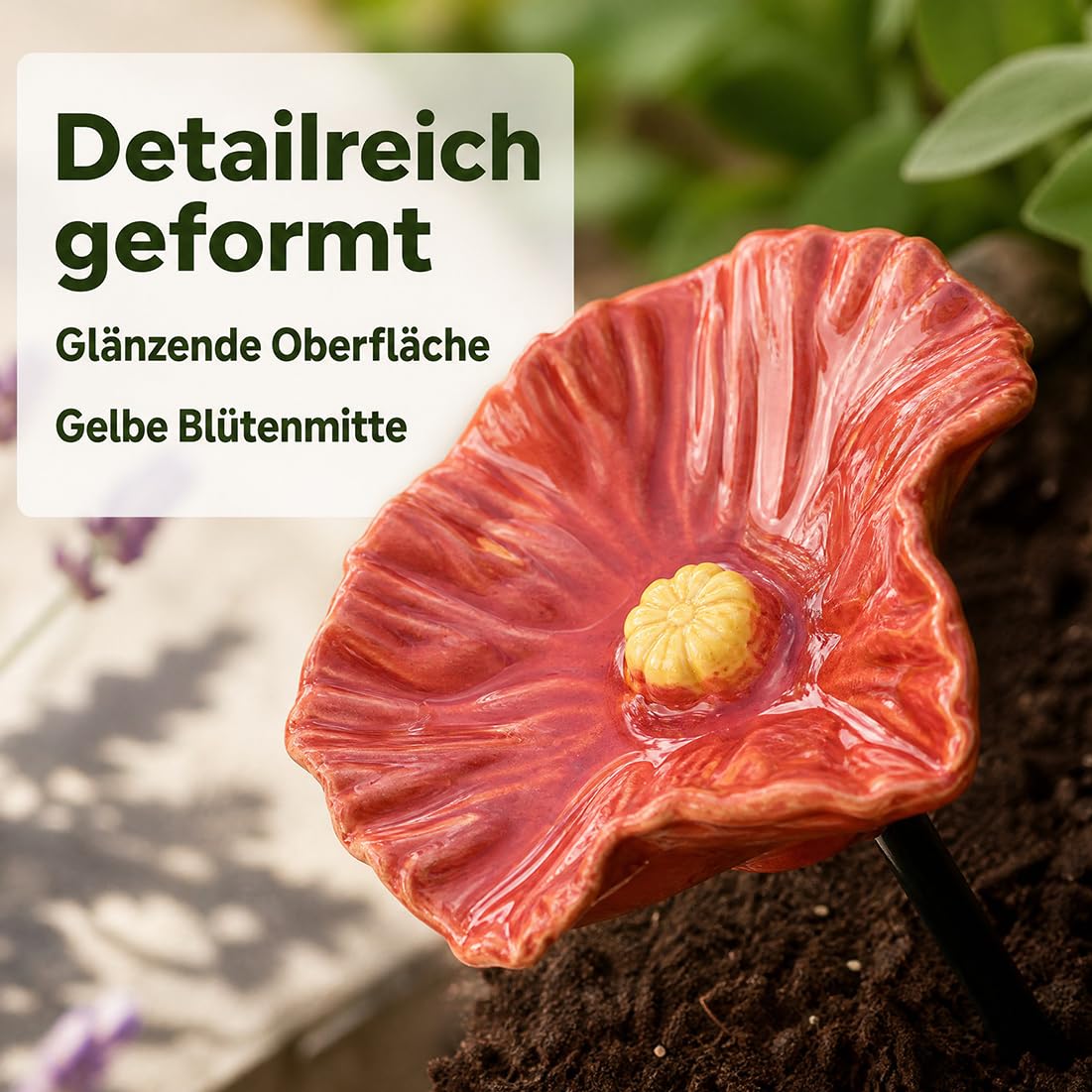 Handgefertigte Bienenblüten Keramik,4er/8er Set Bienentränke für den Garten,Wetterfeste Keramikblumen Gartenstecker für Bienen & Insekten,Farbige Wasserschale für Balkon & Beet,4pcs