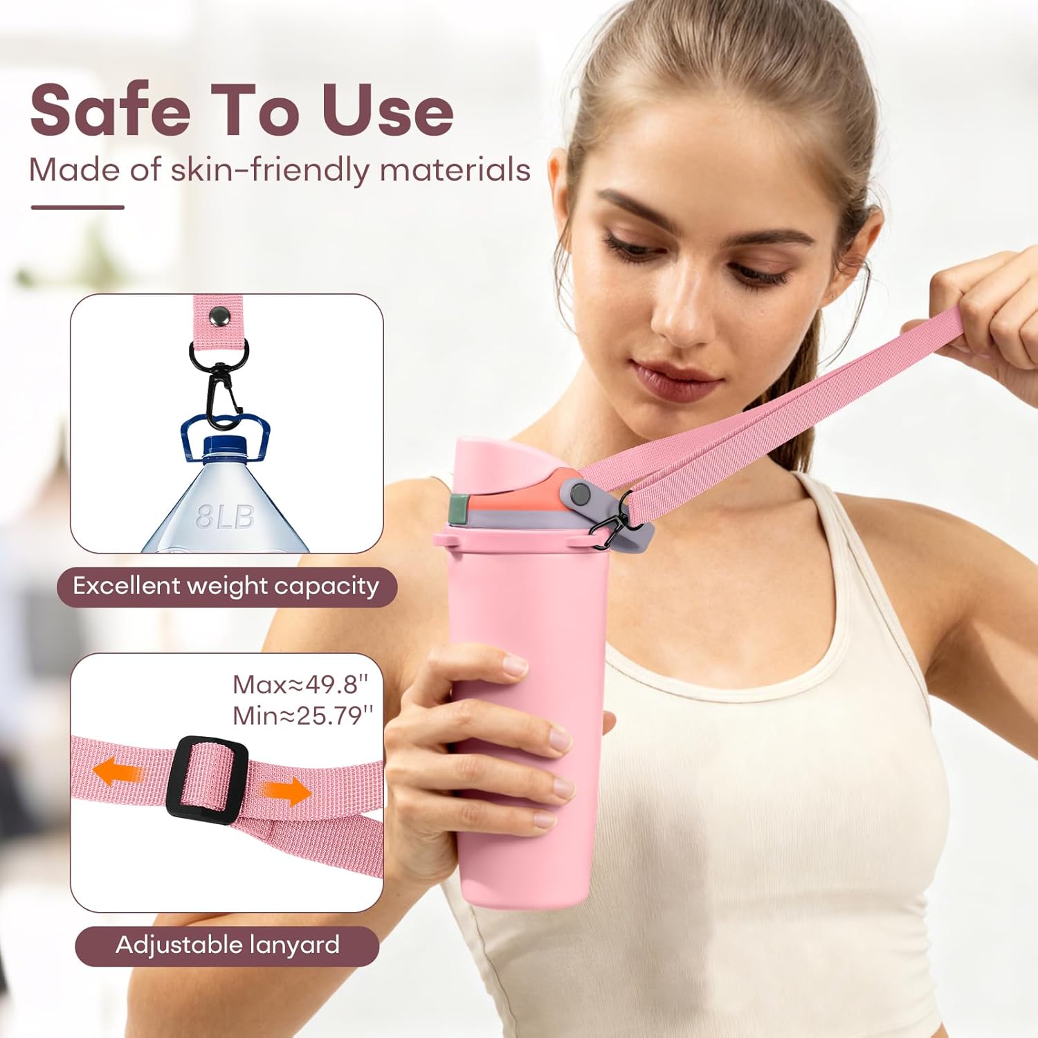 Water Bottle Strap Compatible with Owala Freesip Sway 30oz 40oz & Owala Freesip 24oz 32oz 40oz, Adjustable Bottle Handle - Image 4