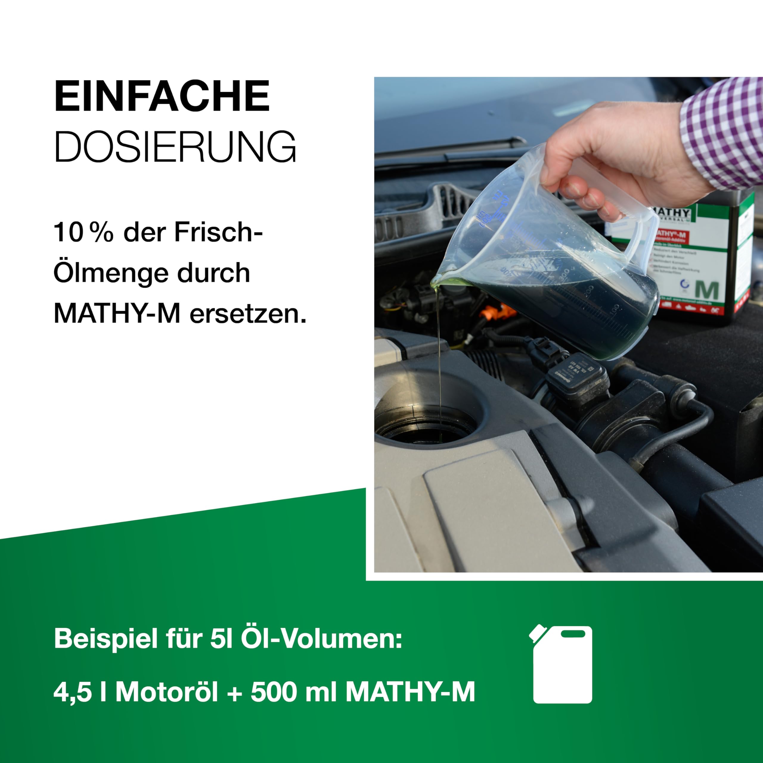 MATHY-M Motoröl-Additiv (500 ml) - Verschleißschutz & Reinigung für Motoren aller Art – Motor Öl-Zusatz für Diesel/Benzin/Gas Motoren