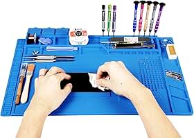 Tapete de reparo de silicone com isolamento térmico Kaisi com régua de escala e posição de parafuso para ferro de solda, reparo de telefone e computador, S-160