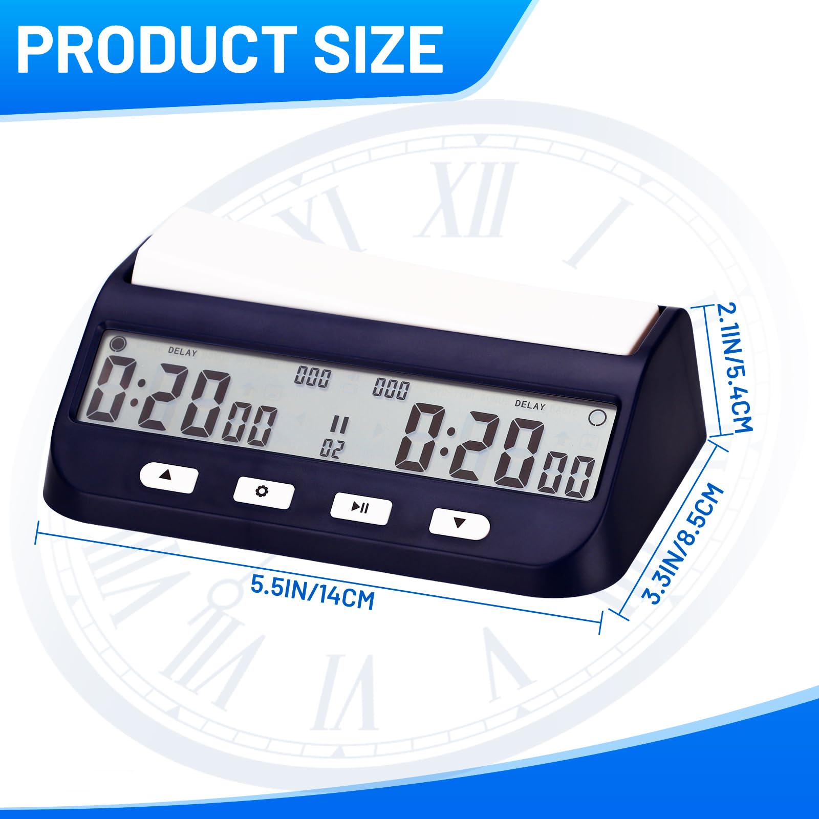 Orologio da Scacchi​​ Professionale,timer scacchi con Display Multifunzione Digitale,orologio scacchi con indicazione dell'ordine di gioco,​​per torneie giochi da tavolo (Blu navy)