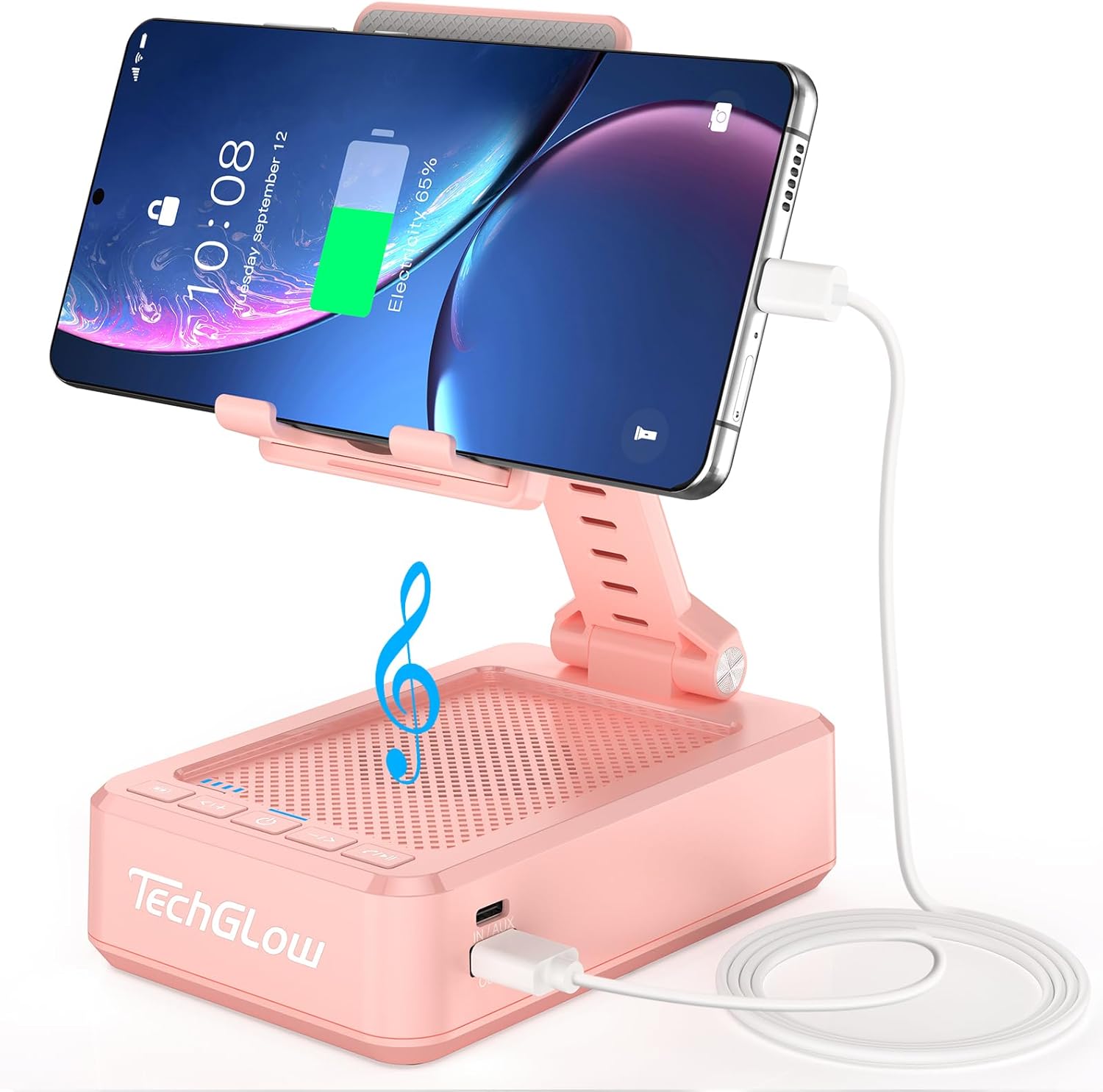 TechGlow Presents for Males Girls Foldable Cellphone Stand with Charging Perform Birthday Reward Concept for Mother Dad Cool Gadget Tech Presents-Pink