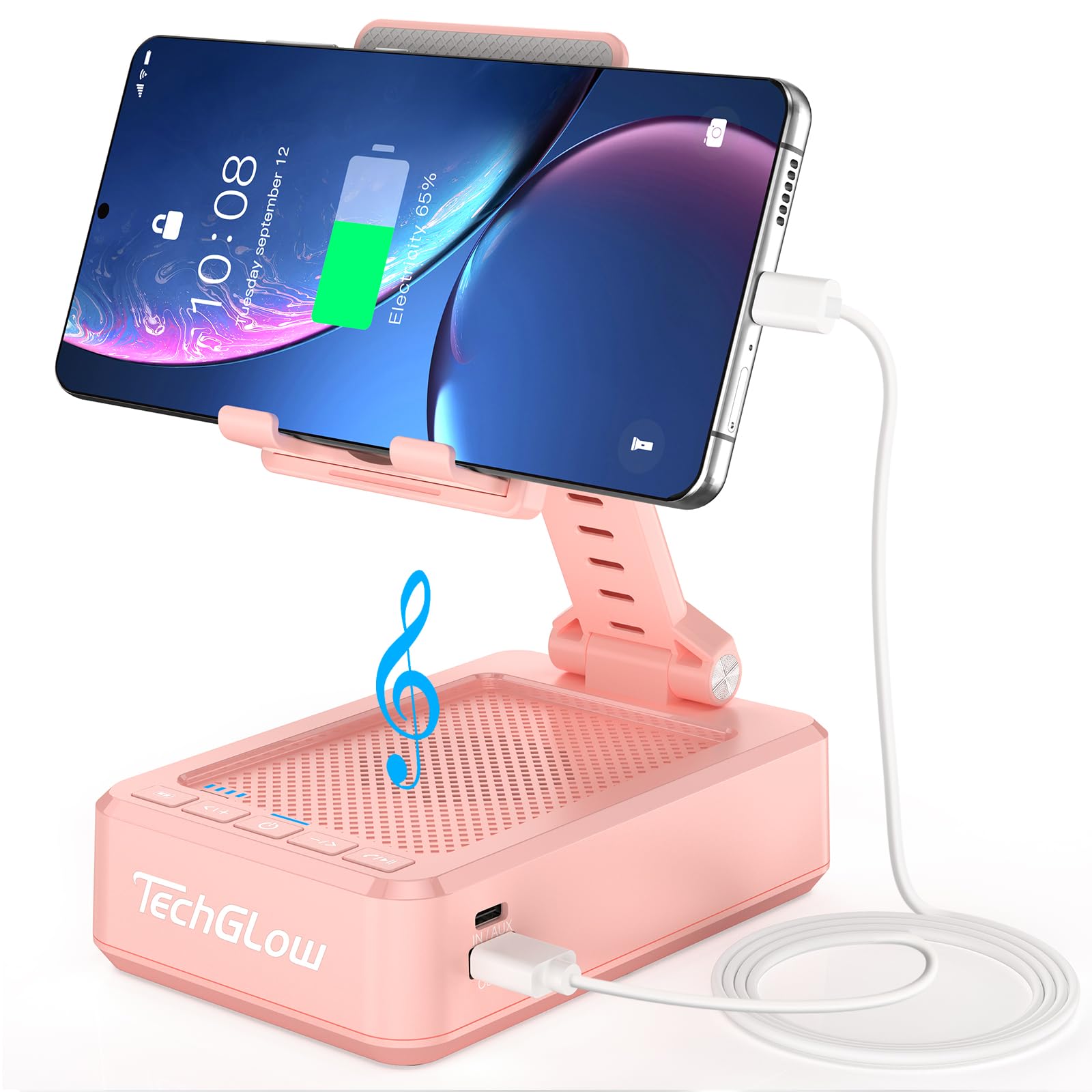 TechGlow Gifts for Men Women Foldable Cellphone Stand with Charging Function Birthday Gift Idea for Mom Dad Cool Gadget Tech Gifts-Pink