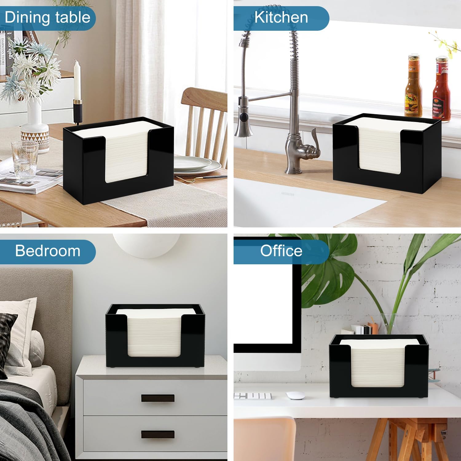 Black Paper Hand Towel Holder Countertop Acrylic Napkin Holders for Bathroom Trifold Paper Towels Dispenser Multifold C-Fold Z-Fold Modern Napkin Holder Dispenser for Kitchen Counter Bathroom Toilet - Image 2