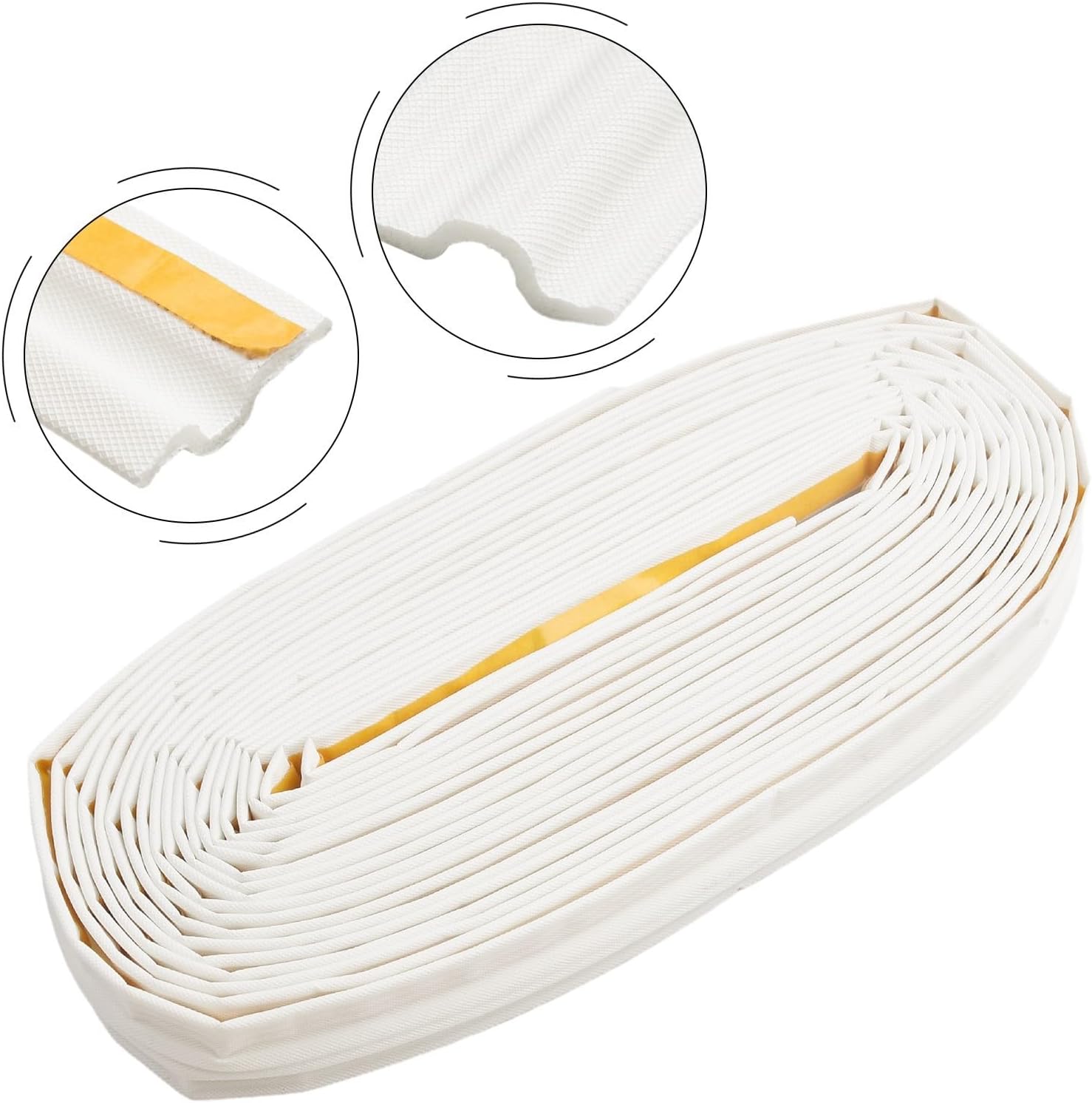 10M Self- Weatherstrip Foam Seal Tape Doors & – 2mm Thick PU Foam with Nylon Cloth Backing, Windproof and Soundproof Draught Excluder Sliding Shutters(White)