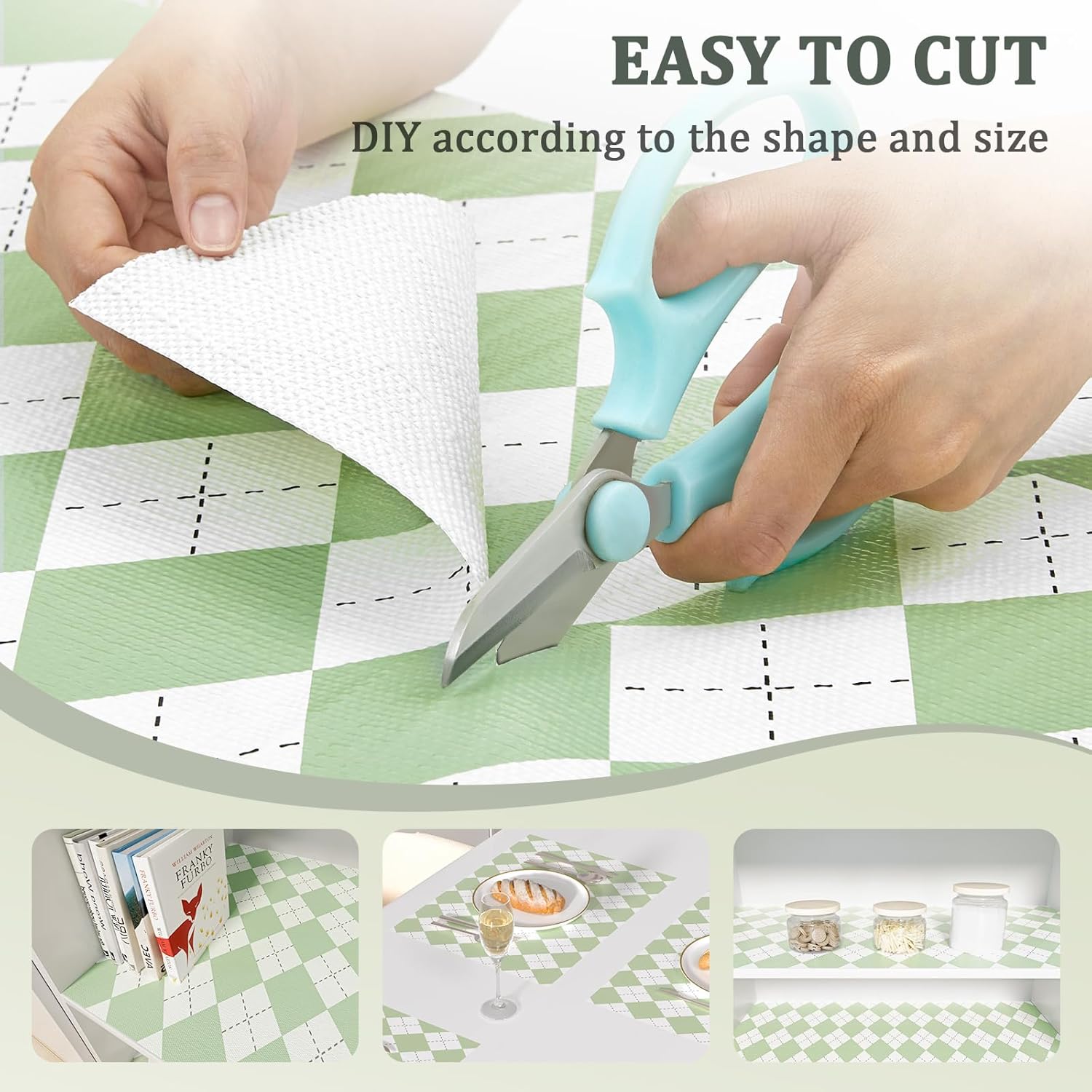 Sage Green Shelf Liner for Kitchen Cabinets 24" x 240" Non-Adhesive Non-Slip Drawer Liners for Dresser, Waterproof Washable Paper, Durable Protector Mat for Pantry Shelves Cupboards