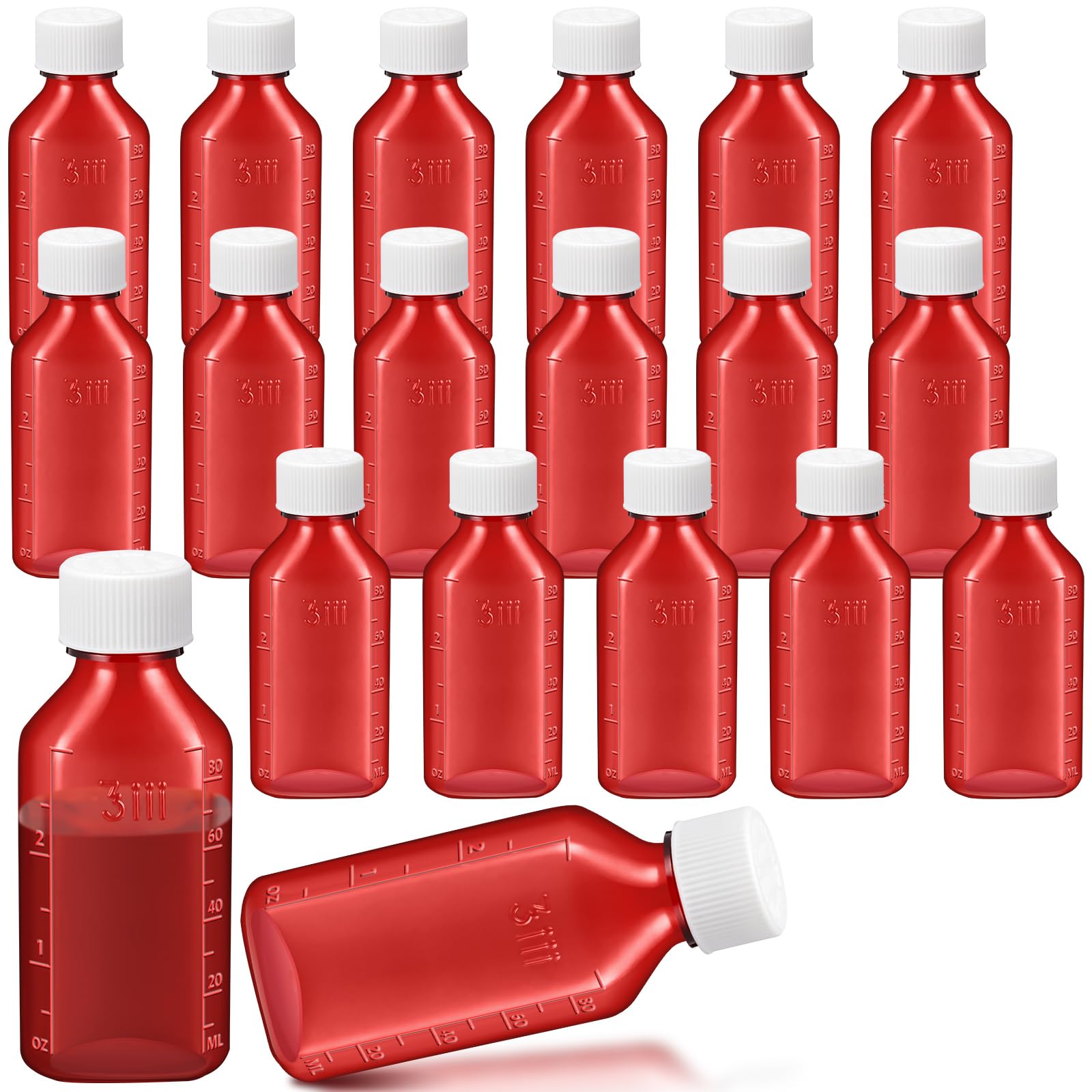 Reallnaive 20 Pcs 3 oz Liquid Medicine Bottles with Caps, Amber