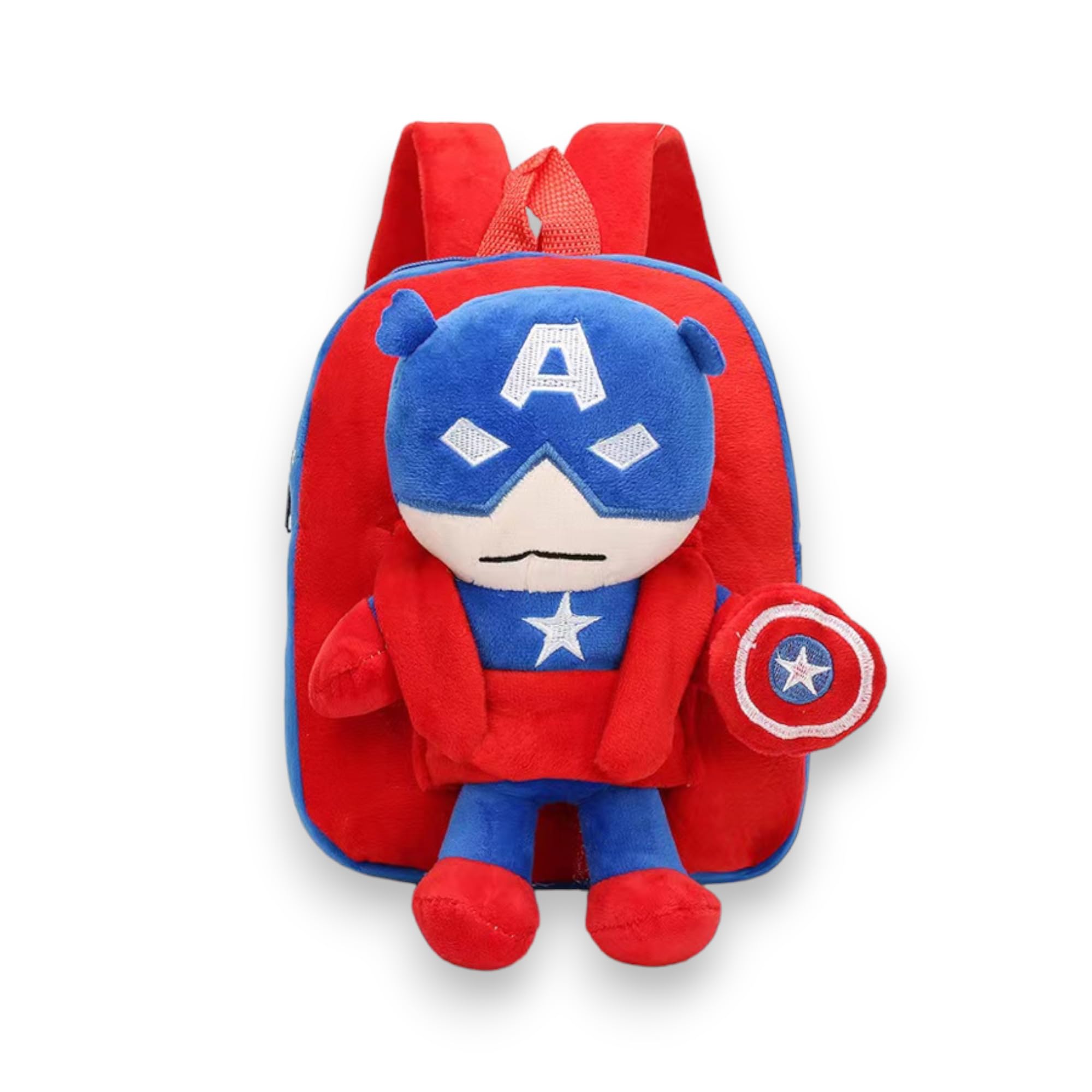 Hoky’s HutHoky’s Hut Mini Toddler Backpack w/Detachable Plush Toy, Toddler Superhero Backpack, Superhero Plush Toy, Toddler Boy Gift, Preschool Backpack, Superhero Backpack for boys (Blue & Red Mask Hero)