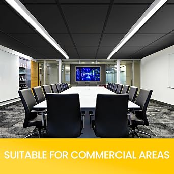 24 x 48 Inch Black Drop Ceiling Tiles, 2 x 4FT 6 PCS PVC Smooth Ceiling Panels - Waterproof Fire-Rated to Prevent Breakage Ideal for Bathroom Living Room Bedroom Office Cover 48 Sq.Ft