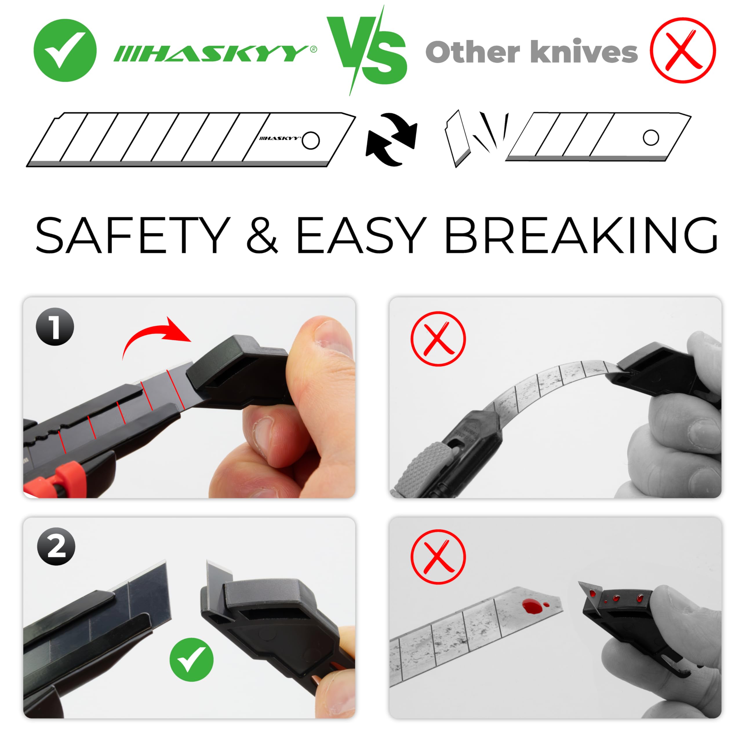 Kit Cutter Pro 10 Pièces + 100 Lames SK5 18mm – Changement Rapide – Poignée Alu Ergonomique – Pour Coupe Précise - 10