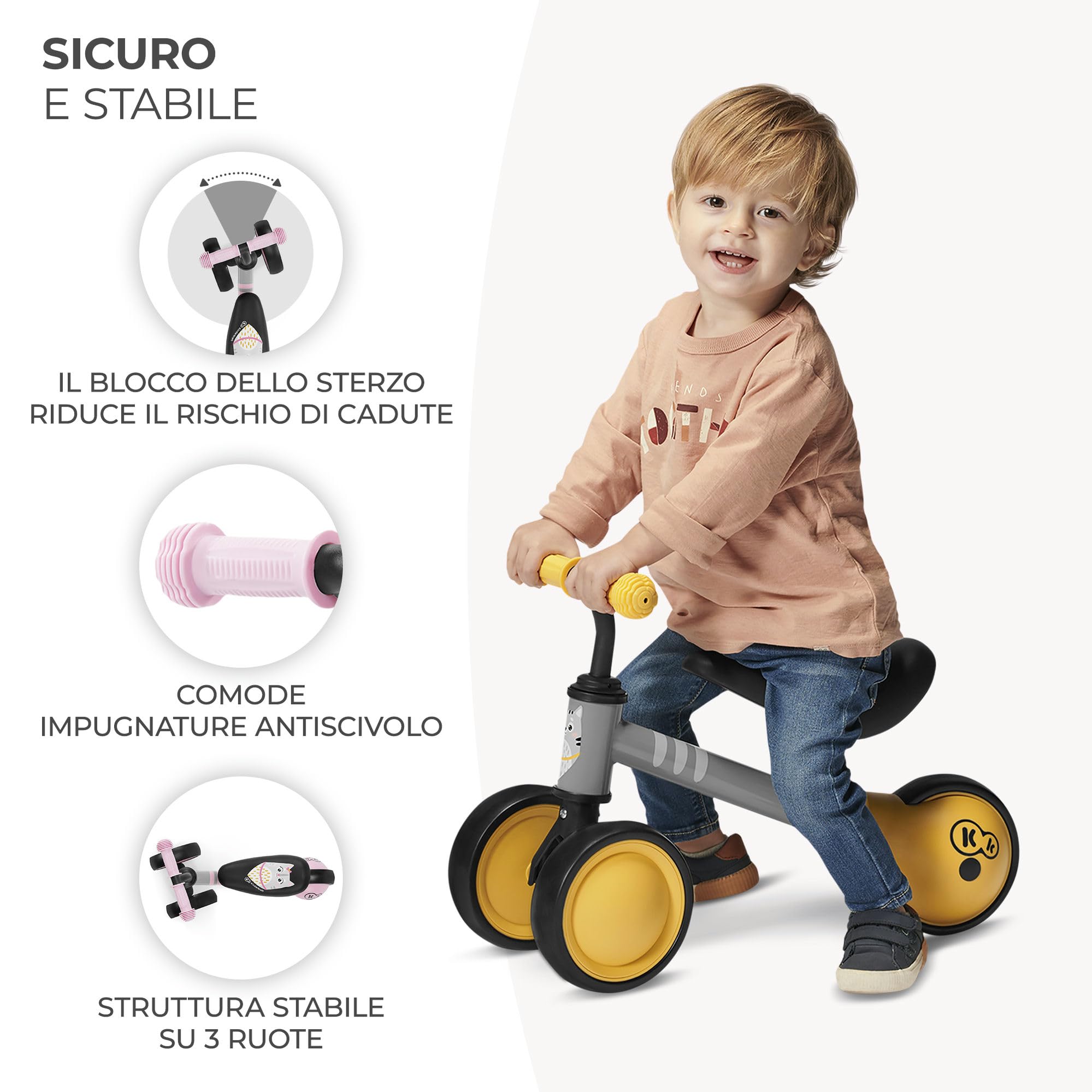 Kinderkraft Bici senza Pedali CUTIE, Bicicletta in Metallo, Sella Regolabile, Leggero Triciclo, da 1 Anno, Rosa