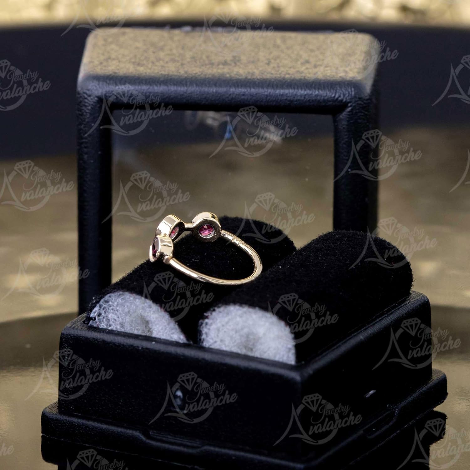 Solid 14K Gold Nose Hoop 20G Nose Ring Bezel Set 3-Stone Ruby Nose Hoop - Ear Cartilage Ring - July BirthStone Nose Ring