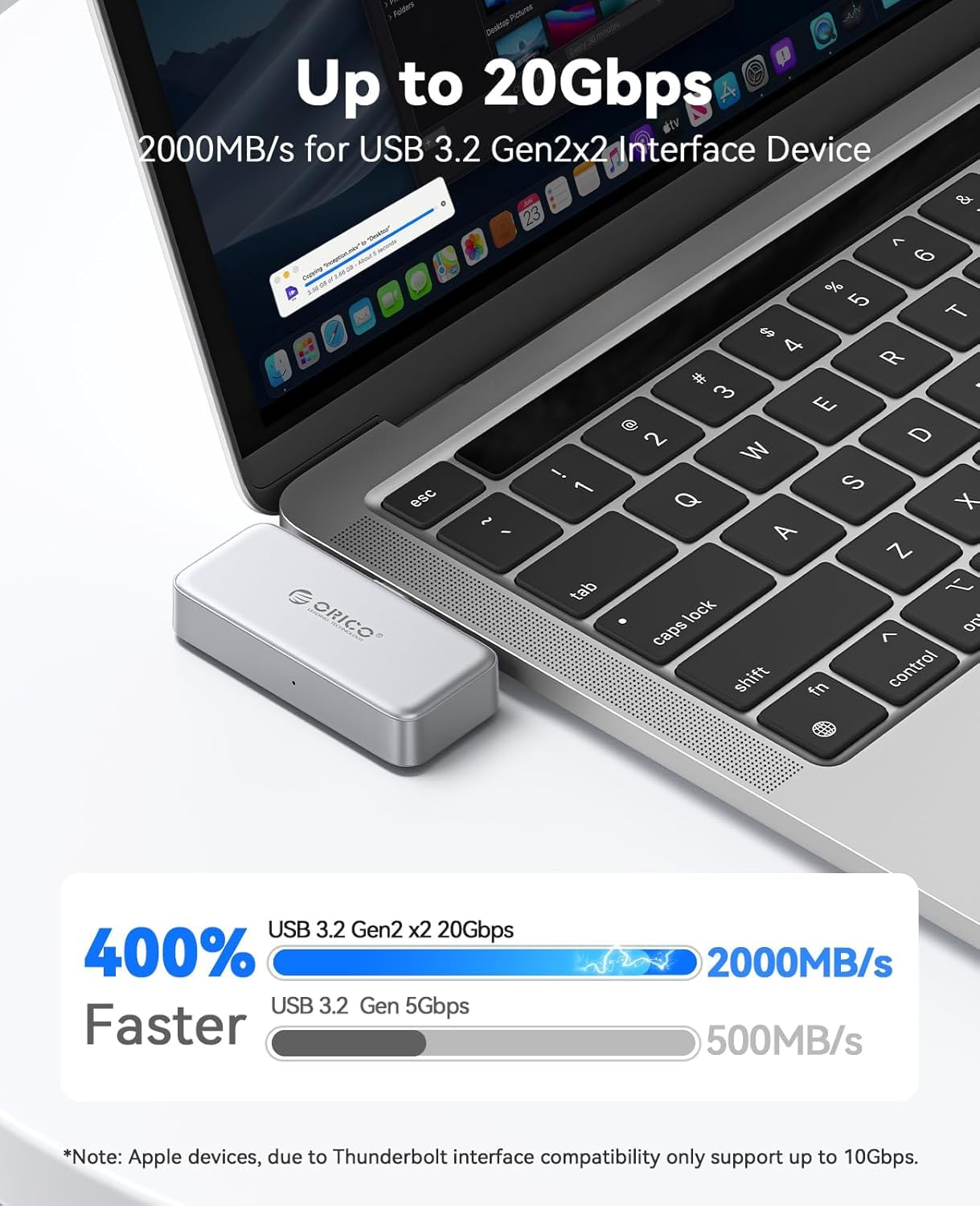 ORICO FlashPod 512GB SSD Portátil hasta 2000 MB/s, SSD Externo para Grabación ProRes 4K 60Hz, Únicamente Compatible con iPhone 17/16/15 Serie, Teléfonos Inteligentes, Tabletas Y Computadoras