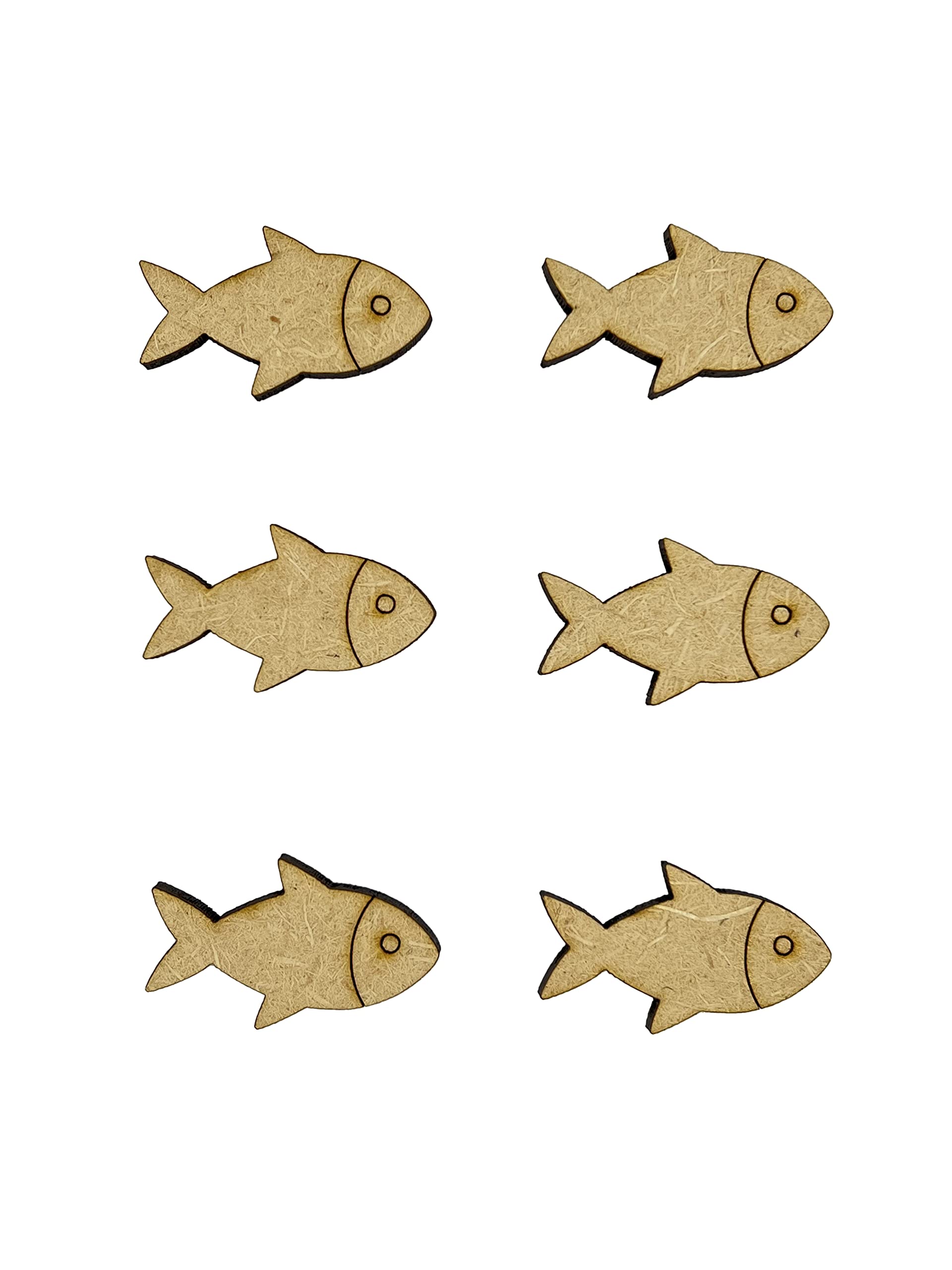 The Crafty Cow 20X Fish With Detail Nautical 3Cm Wood Craft Embelishments Laser Cut Shape Mdf