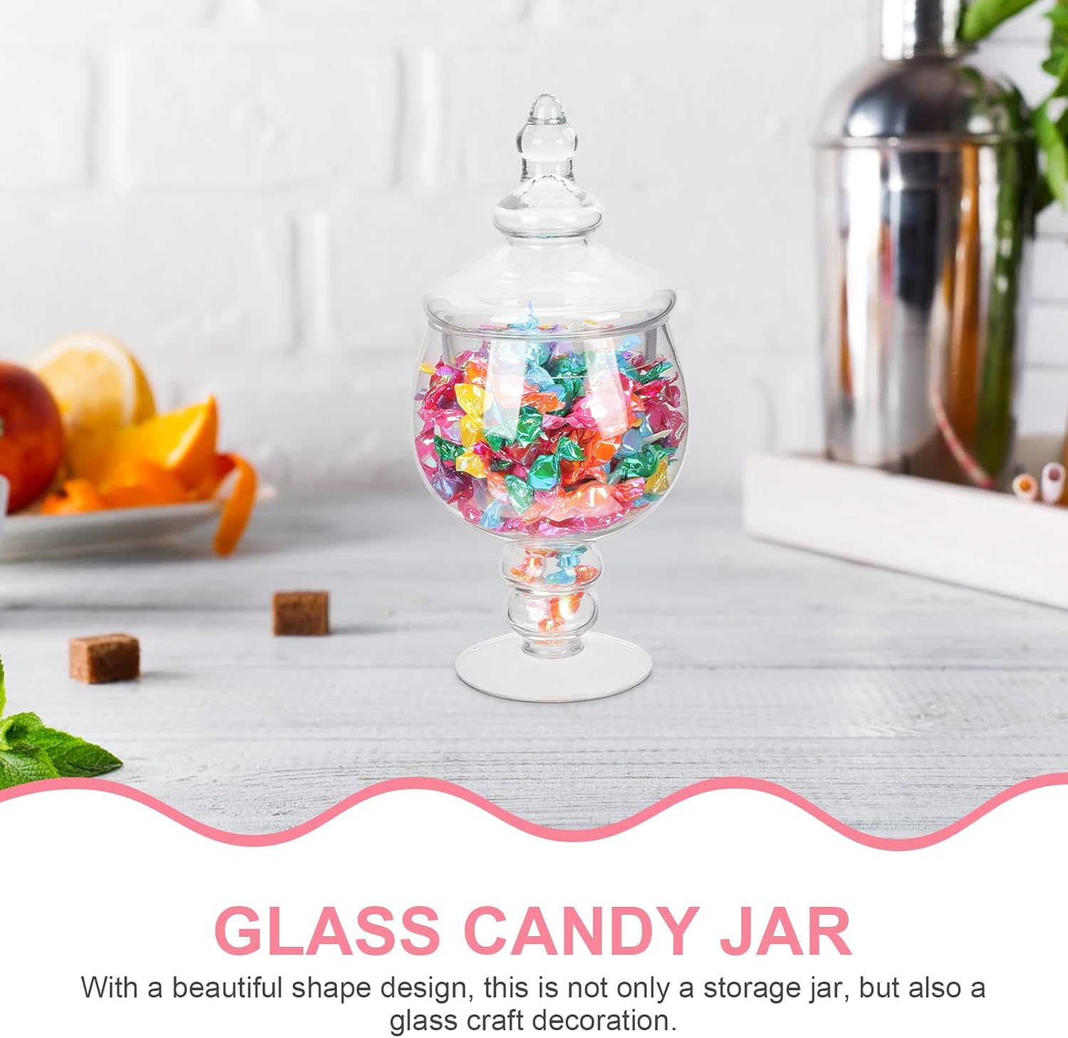 Glass Candy Jar with Lid Crystal Glass Candy Container for Wedding Party Snack Storage Dried Fruit Food Storage Canister