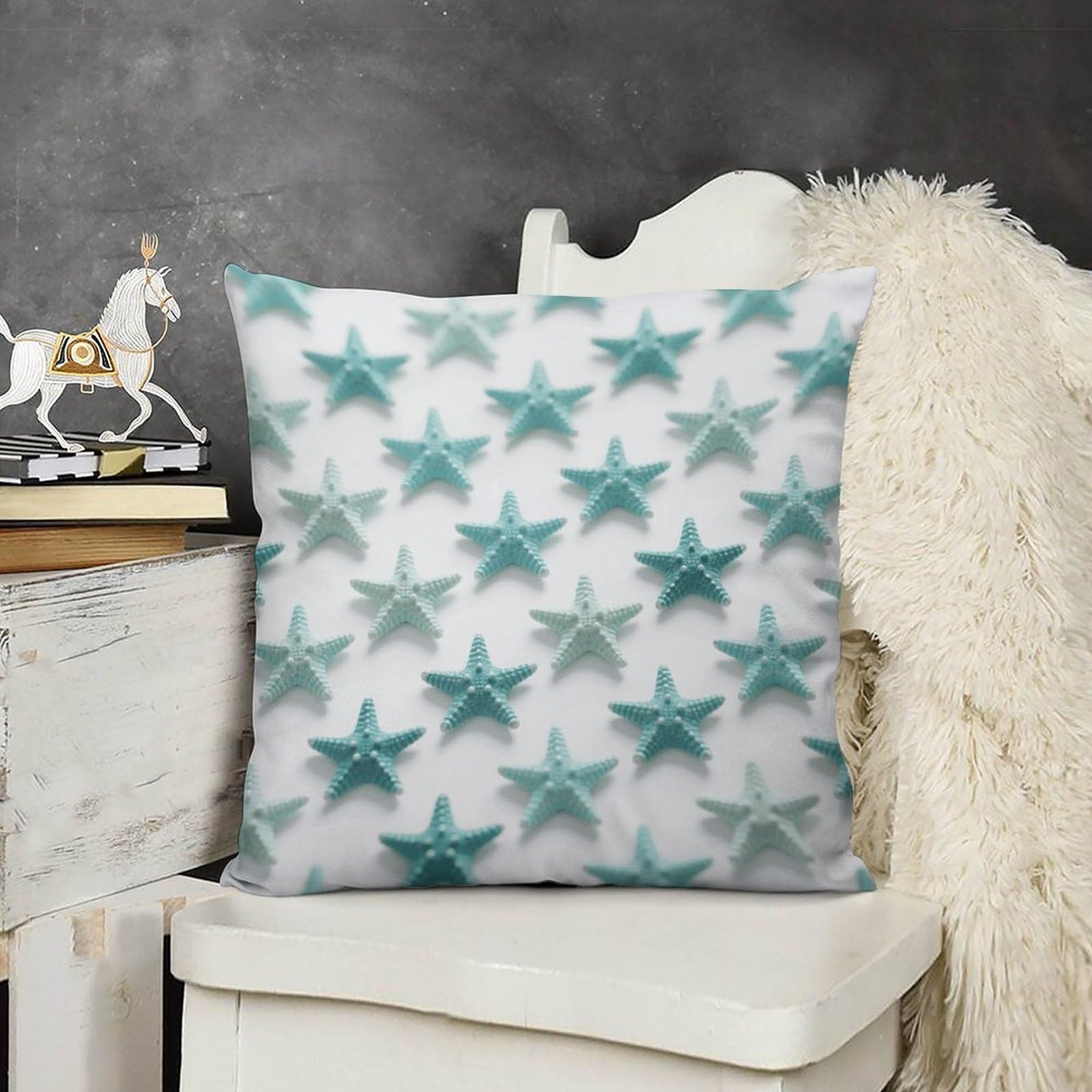 FodPand Boho Farmhouse Starfish Pillow Covers with Hidden Zipper 24x24 Soft Plush Cushion Cover Decorative Throw Pillow Cases for Couch Bed Sofa Living Room Indoor Outdoor Home Decor