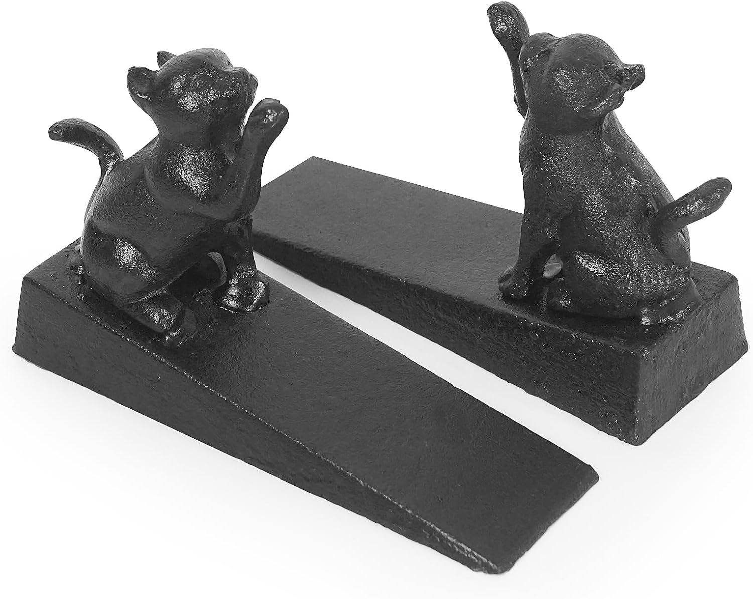 DreamsEden Cast Iron Cat Door Stopper, Set of 2 Heavy Duty Windproof Animal Door Stops Metal Vintage Decorative Kitten Holding Door Wedge