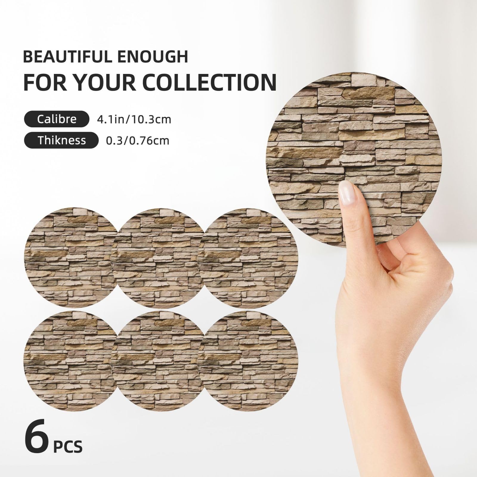 Rustic Rocks - Set di 6 sottobicchieri decorativi in ceramica con stampa a muro di mattoni