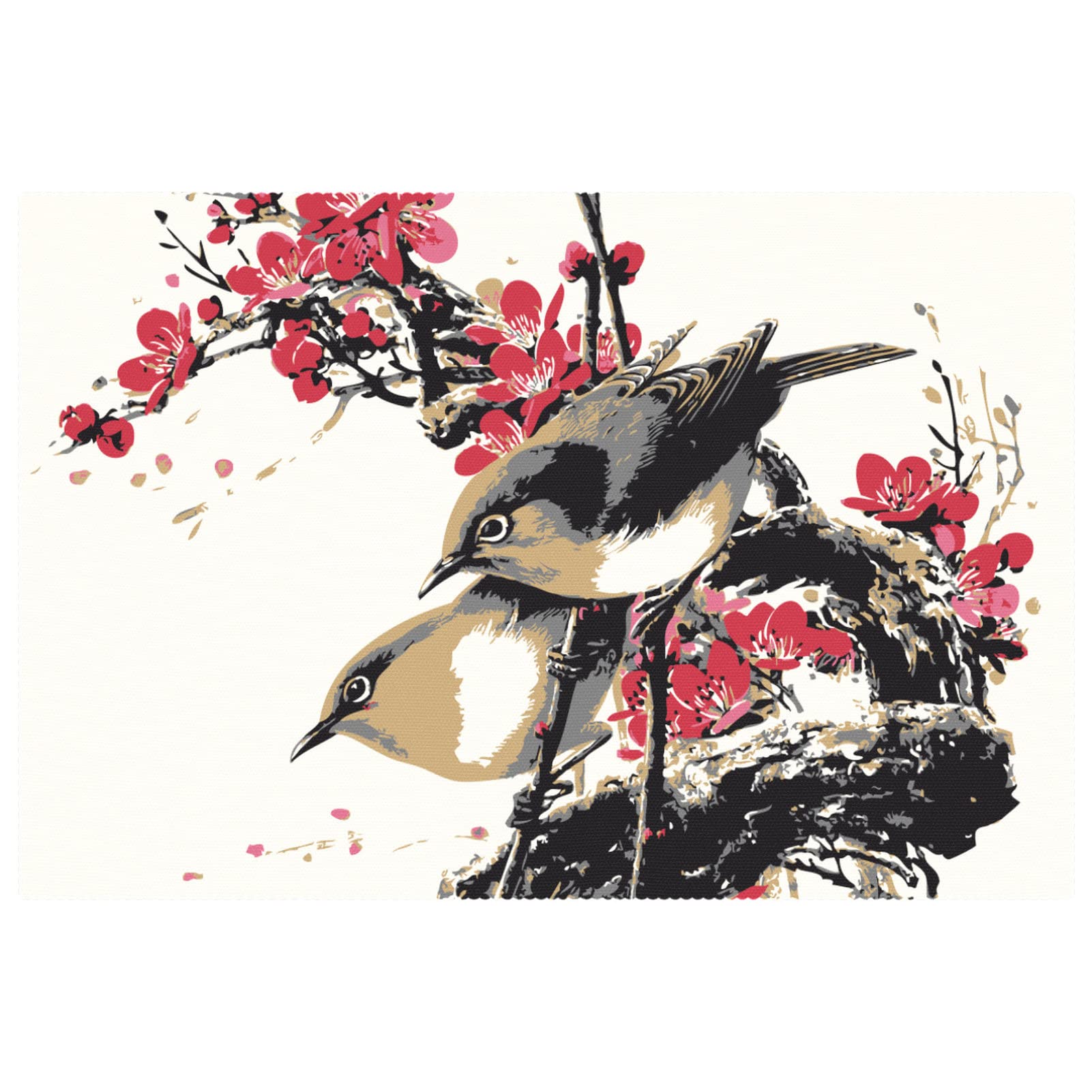 Sets de table oiseaux chinois antidérapants et résistants à la chaleur 6x