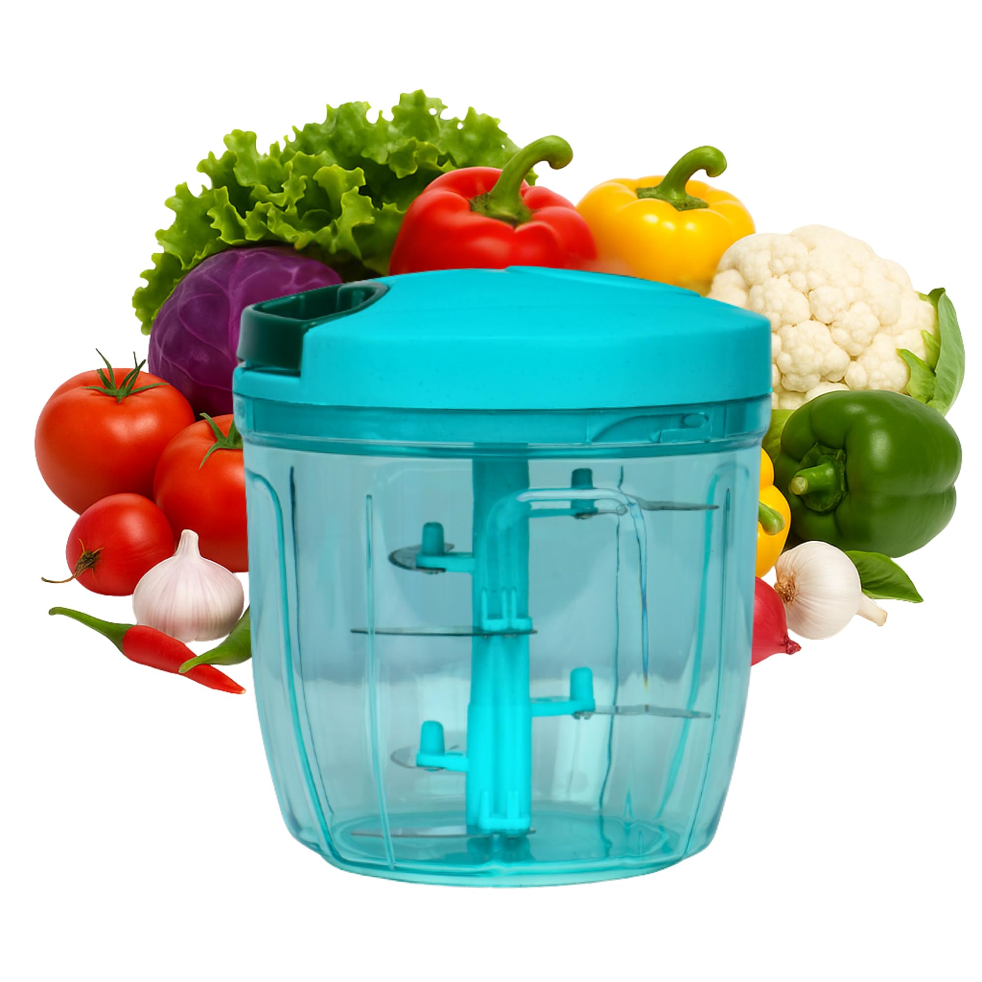 HORNBILLS Handy & Compact Chopper with 3 Blades for Effortlessly Chopping Vegetables & Fruits for Your Kitchen - 1000ml | Vegetable Cutter for Kitchen, Onion Chopper, Onion Cutter | Green-picture-27