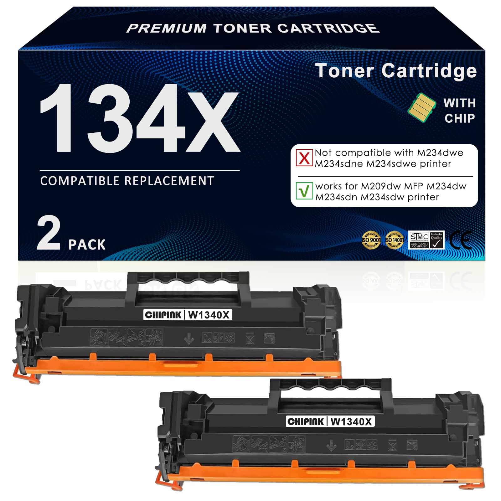 Chipink 134X Black Toner Cartridge (with Chip) Replacement Compatible with HP 134X Toner Cartridges W1340X 134A for MFP M234dw M234sdw Printers Ink |