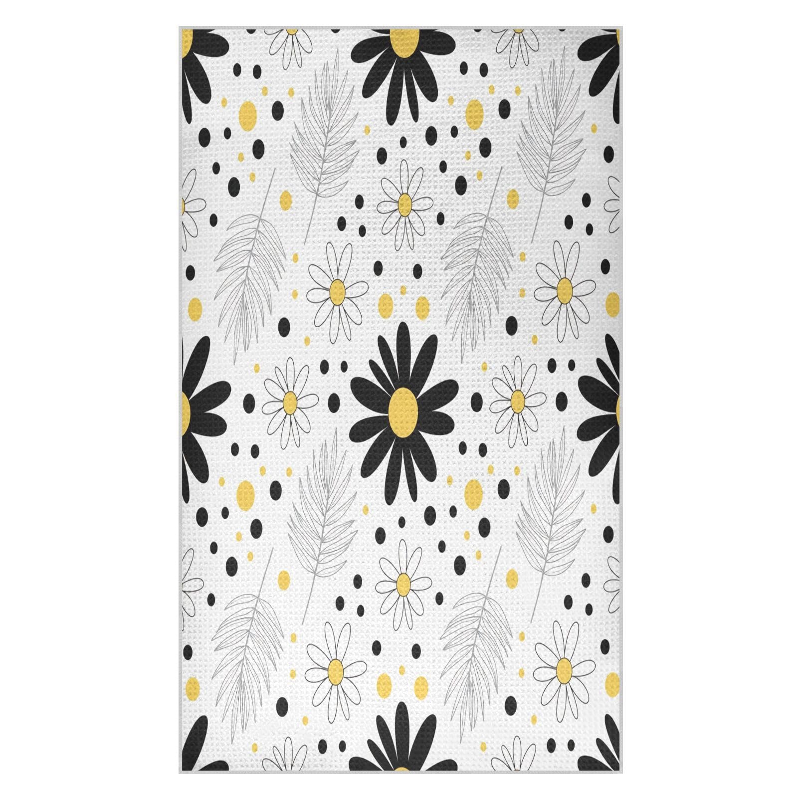 BURSTDDY Daisy Kitchen Towels,Absorbent Dish Towels 2 Pack