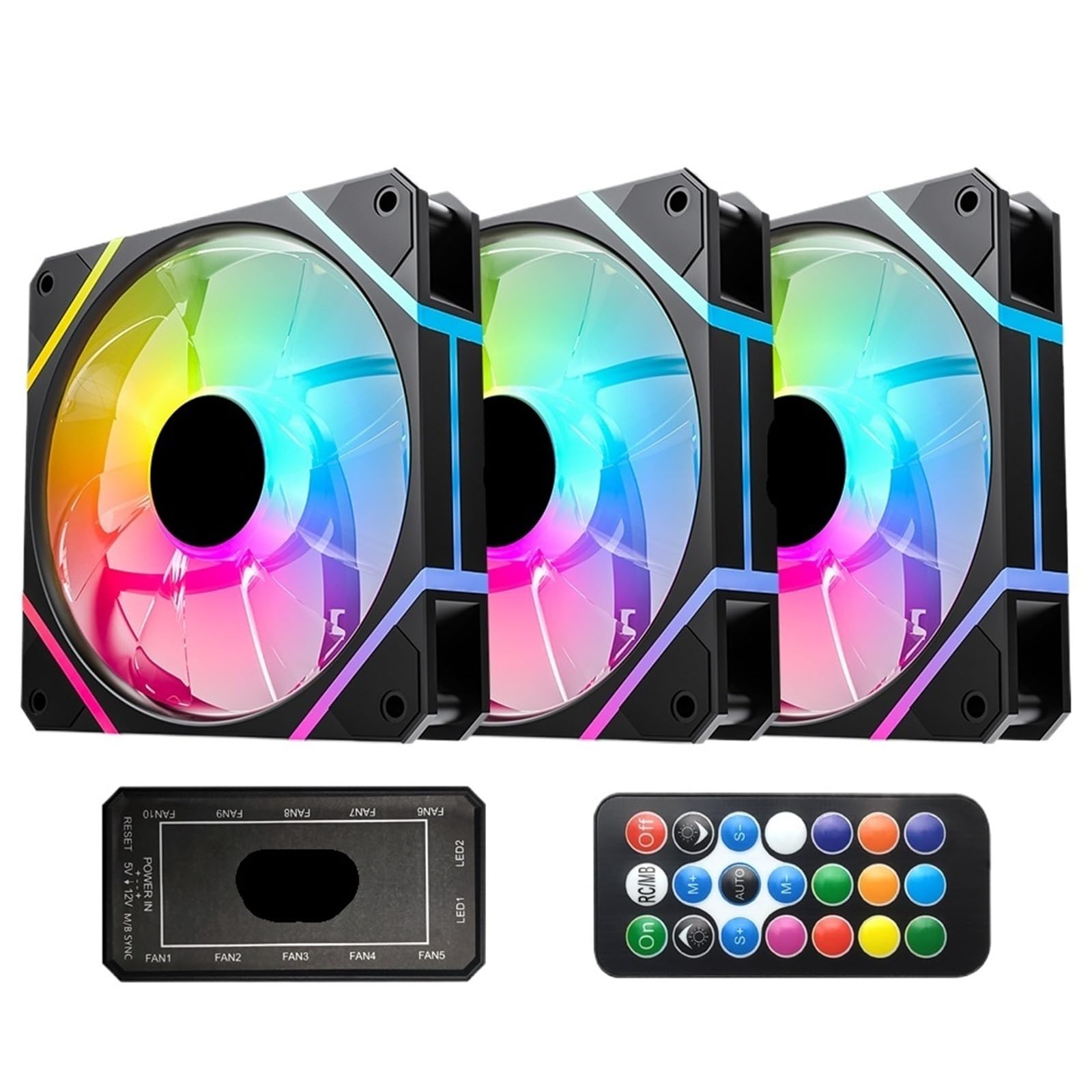 Wentylator AM12 RGB Ventoinha PC Controladora 120 mm, 6-pinowy wentylator chłodzący wodę, srebrny, 12 cm, wentylator